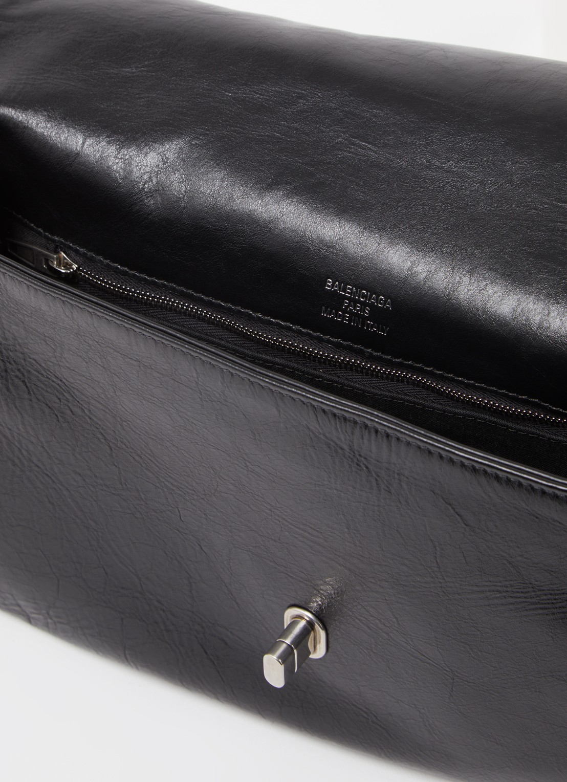 Balenciaga BB flap clutch van kalfsleer - detail 5 zwart