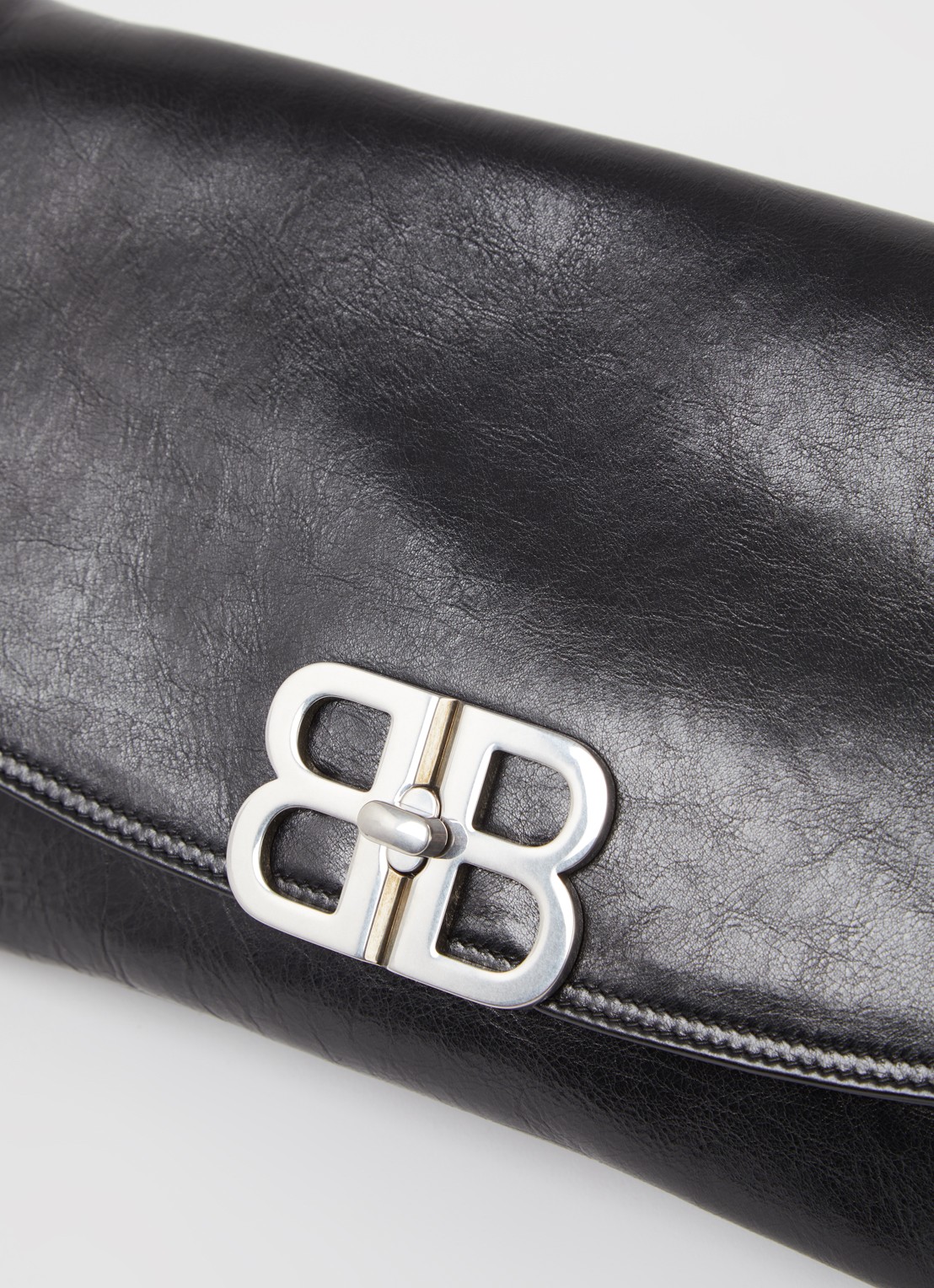Balenciaga BB flap clutch van kalfsleer - detail 7 zwart