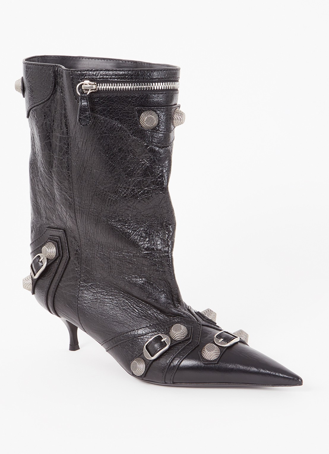 Balenciaga Cagole Wide enkellaarsje van kalfsleer - voorkant 4 zwart