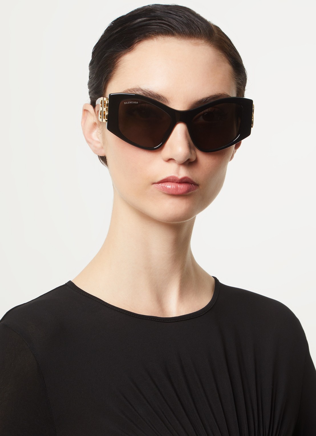 Balenciaga Cat Eye zonnebril BB0287S - voorkant 3 zwart