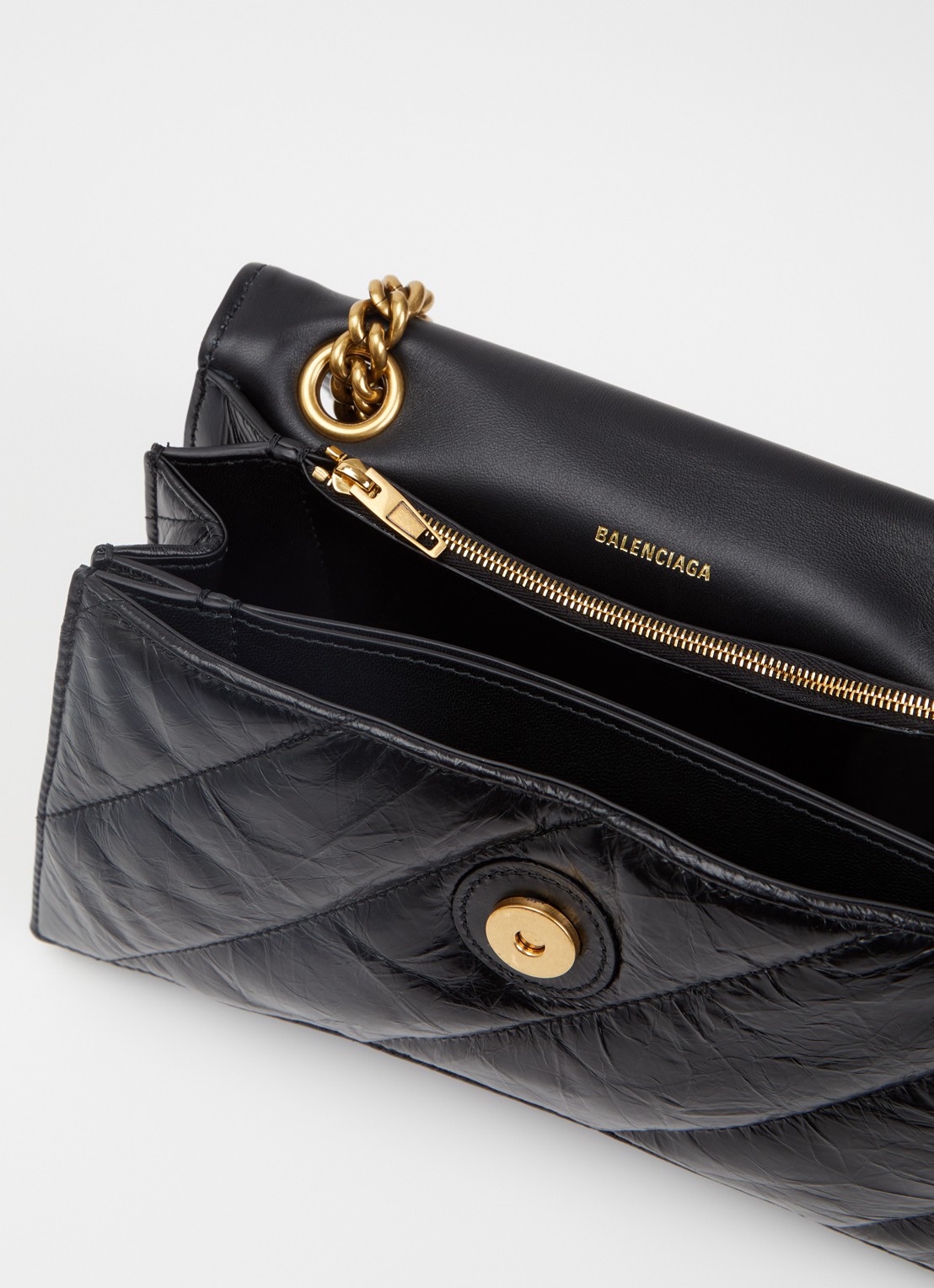 Balenciaga Crush schoudertas van kalfsleer met quilt patroon - detail 5 zwart