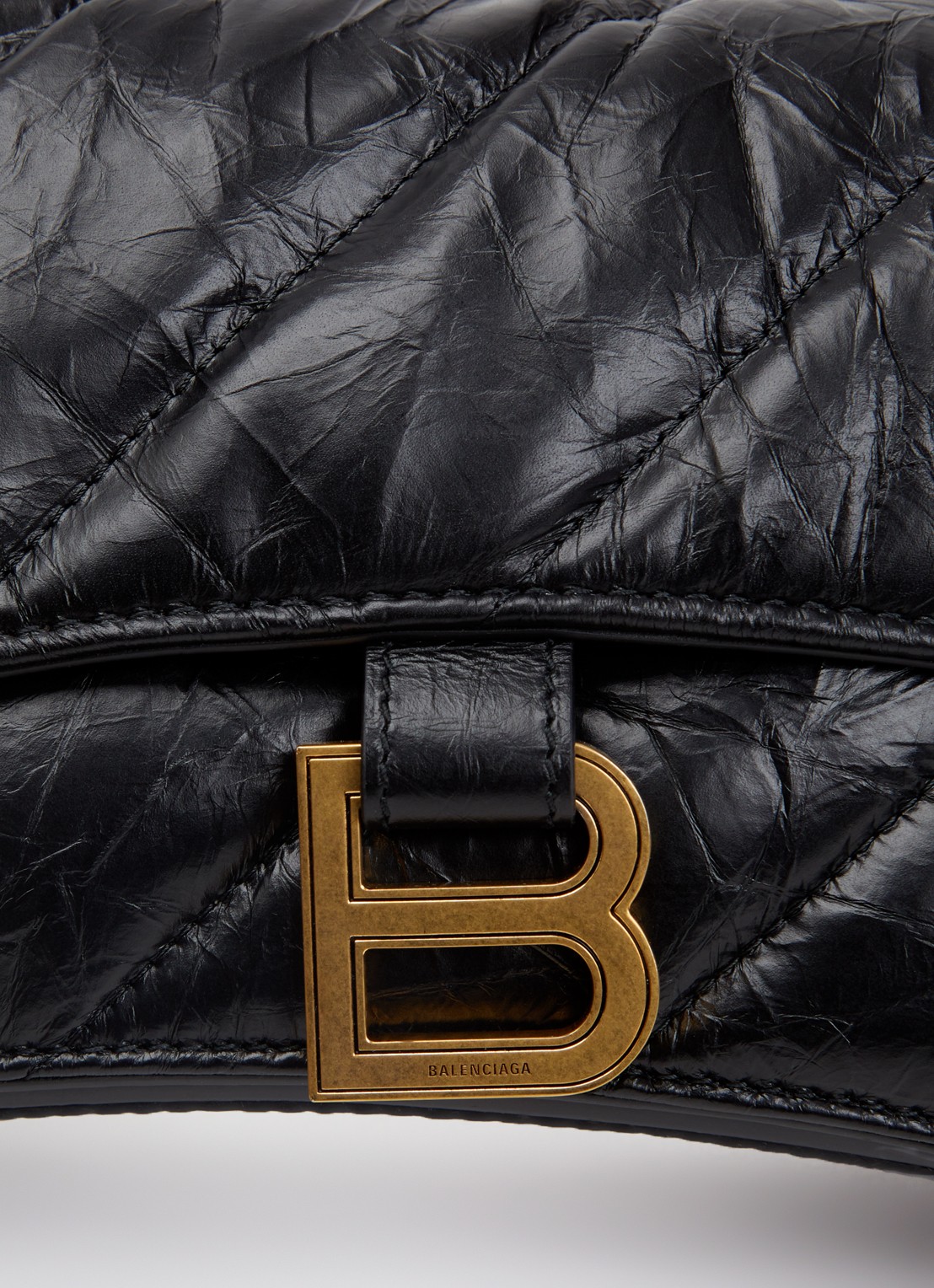 Balenciaga Crush schoudertas van kalfsleer met quilt patroon - detail 7 zwart