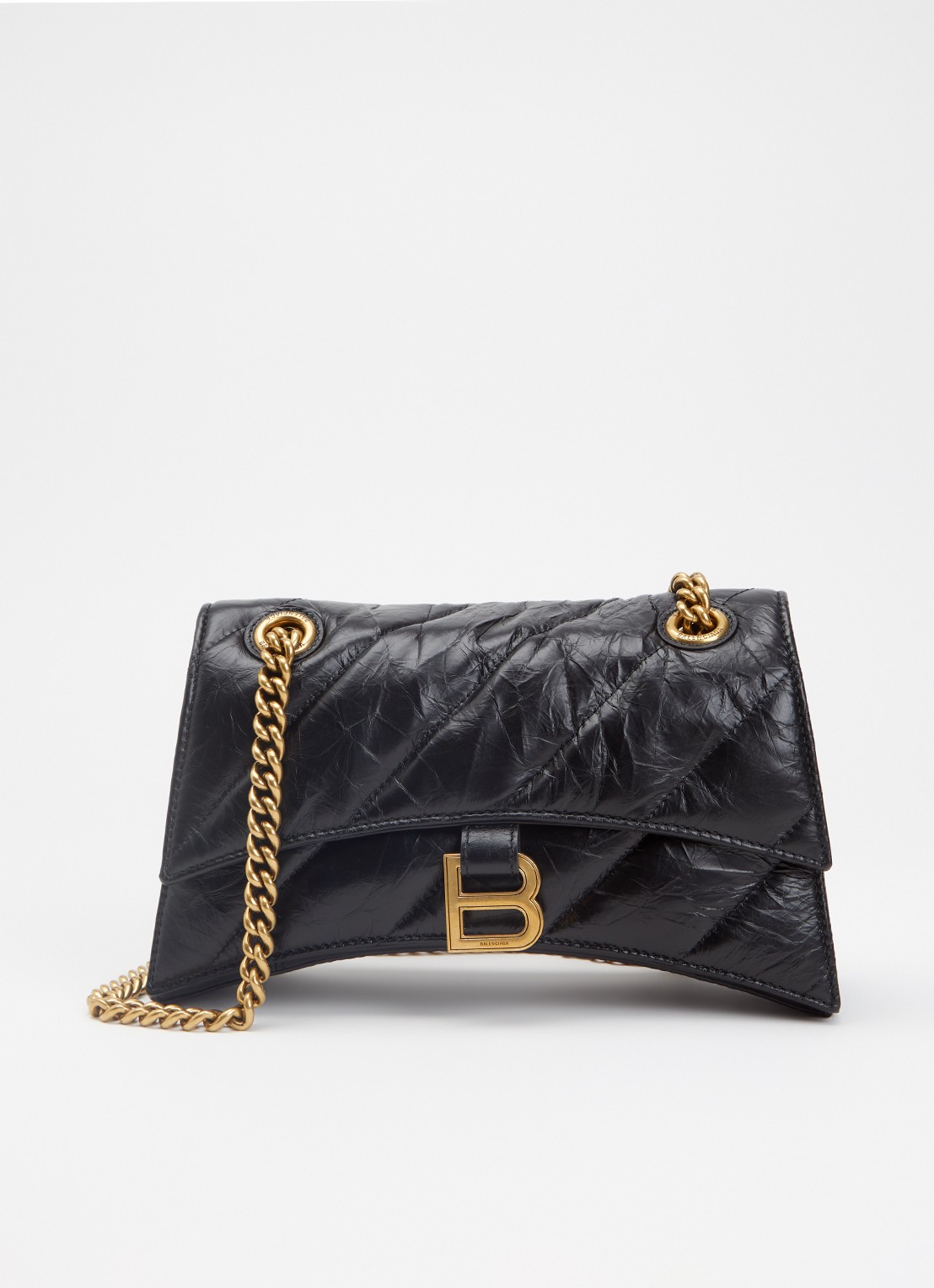 Balenciaga Crush schoudertas van kalfsleer met quilt patroon - voorkant 2 zwart