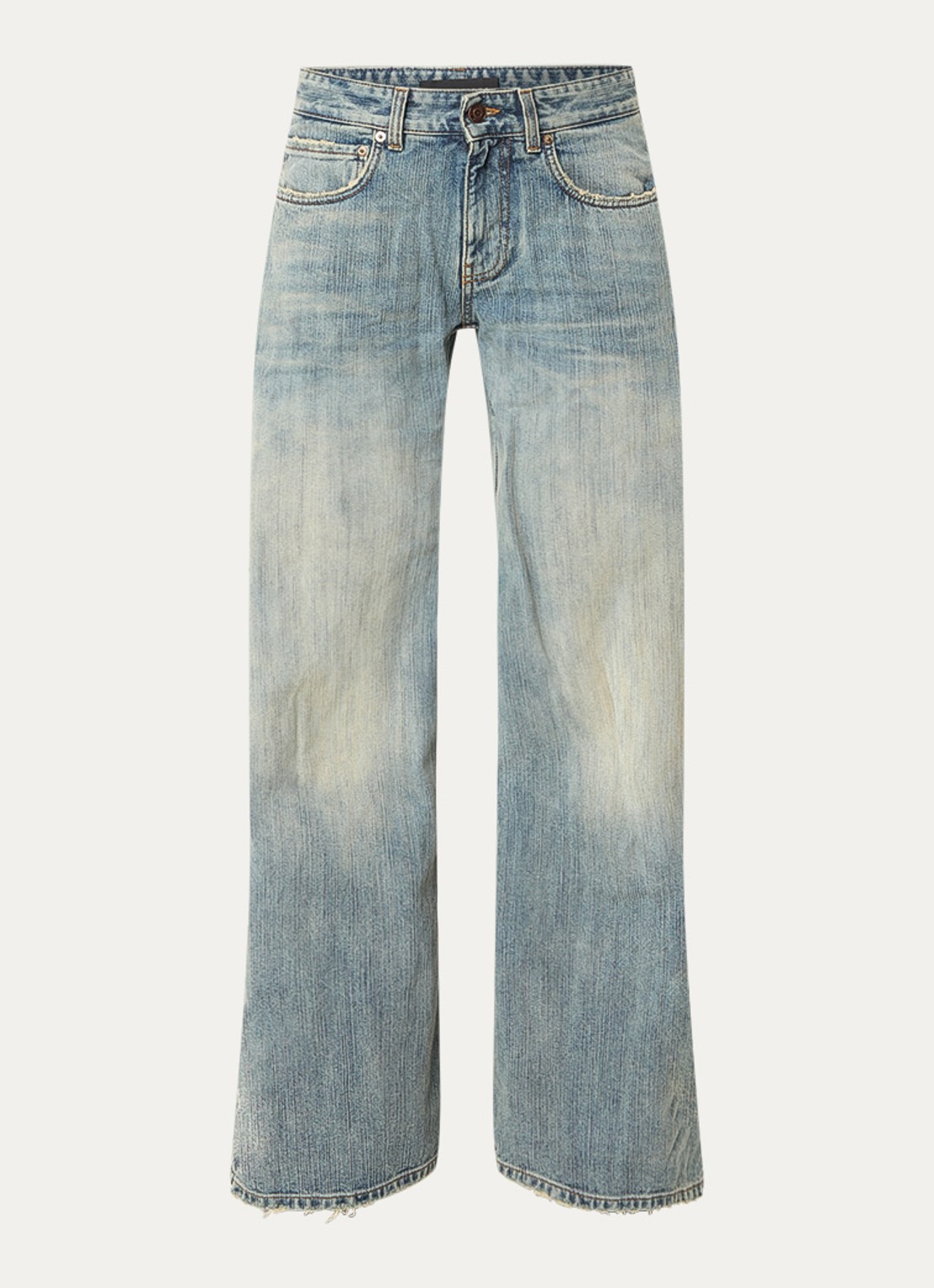 Balenciaga High waist loose fit jeans met verwassen afwerking - voorkant 5 indigo