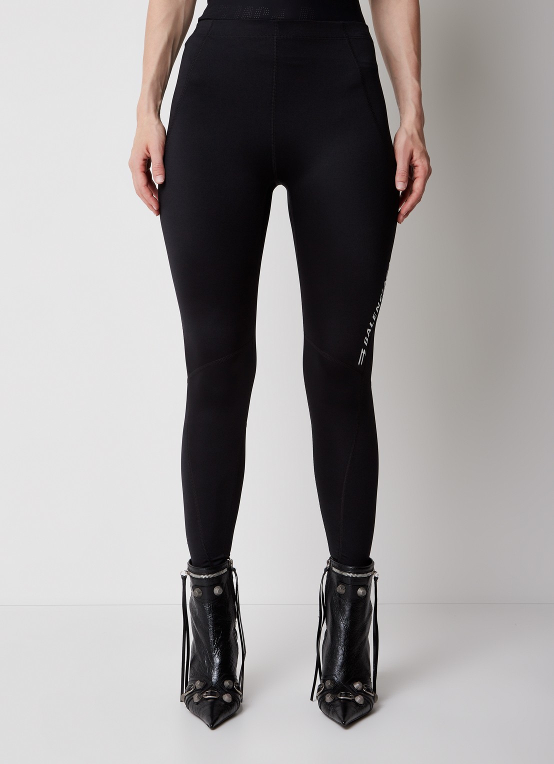 Balenciaga High waist skinny fit legging met logoprint - detail 2 zwart