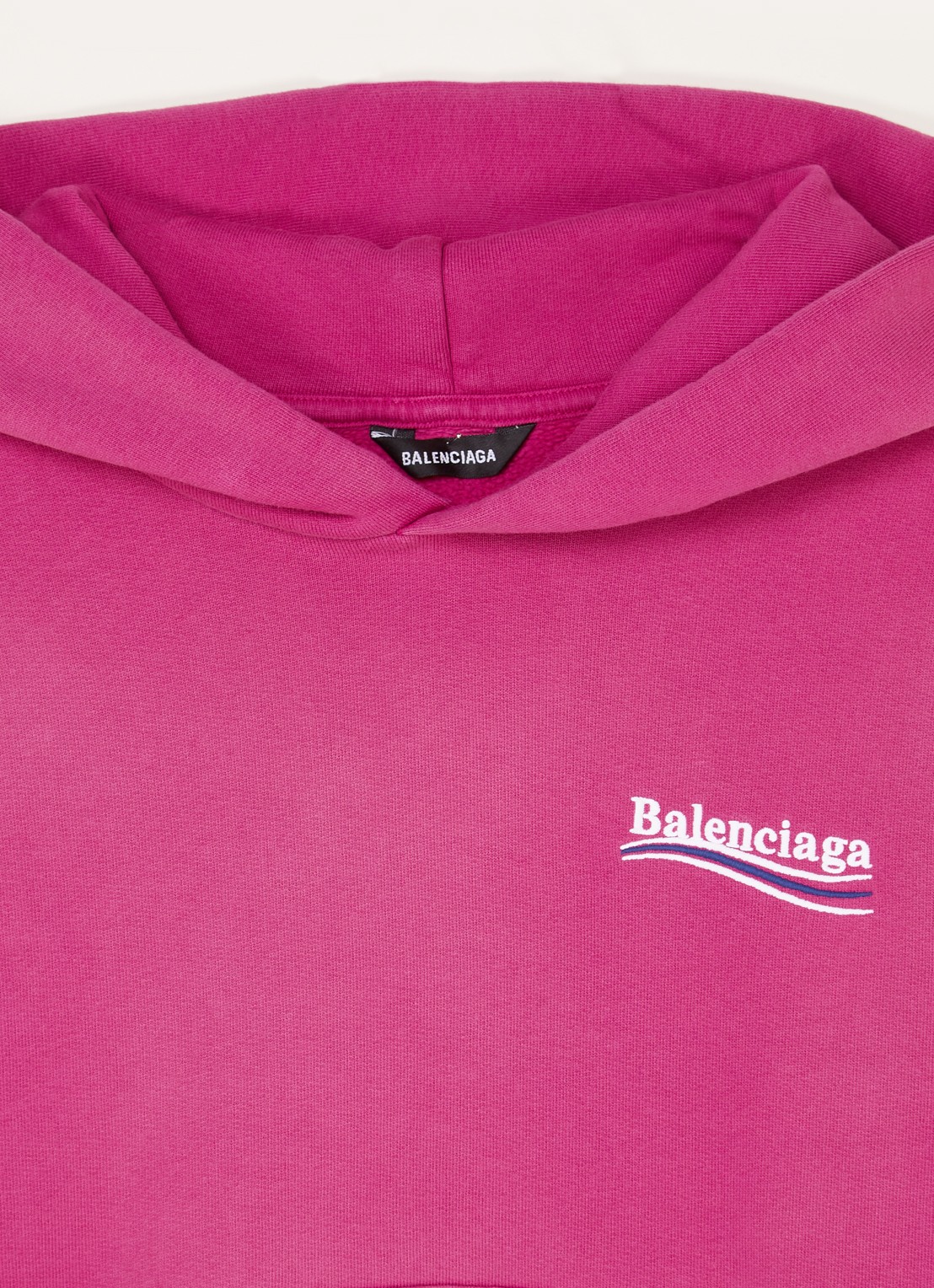 Balenciaga Hoodie met logo- en backprint - detail fuchsia