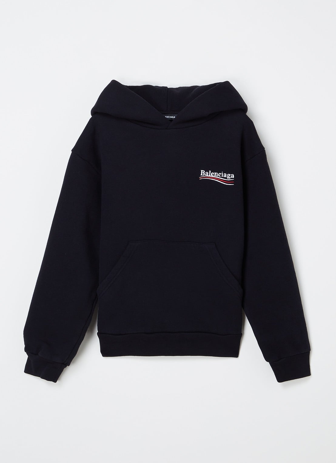 Balenciaga Hoodie met logo- en backprint - voorkant zwart