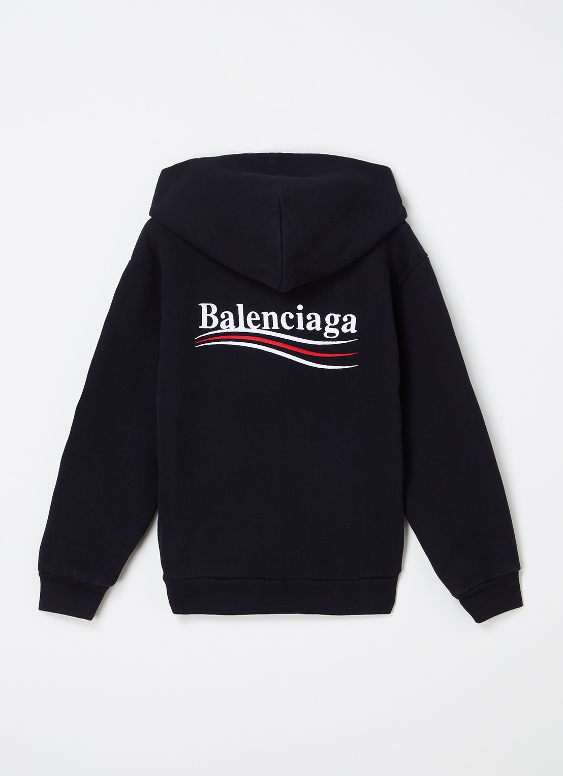Balenciaga Hoodie met logo- en backprint - voorkant 2 zwart