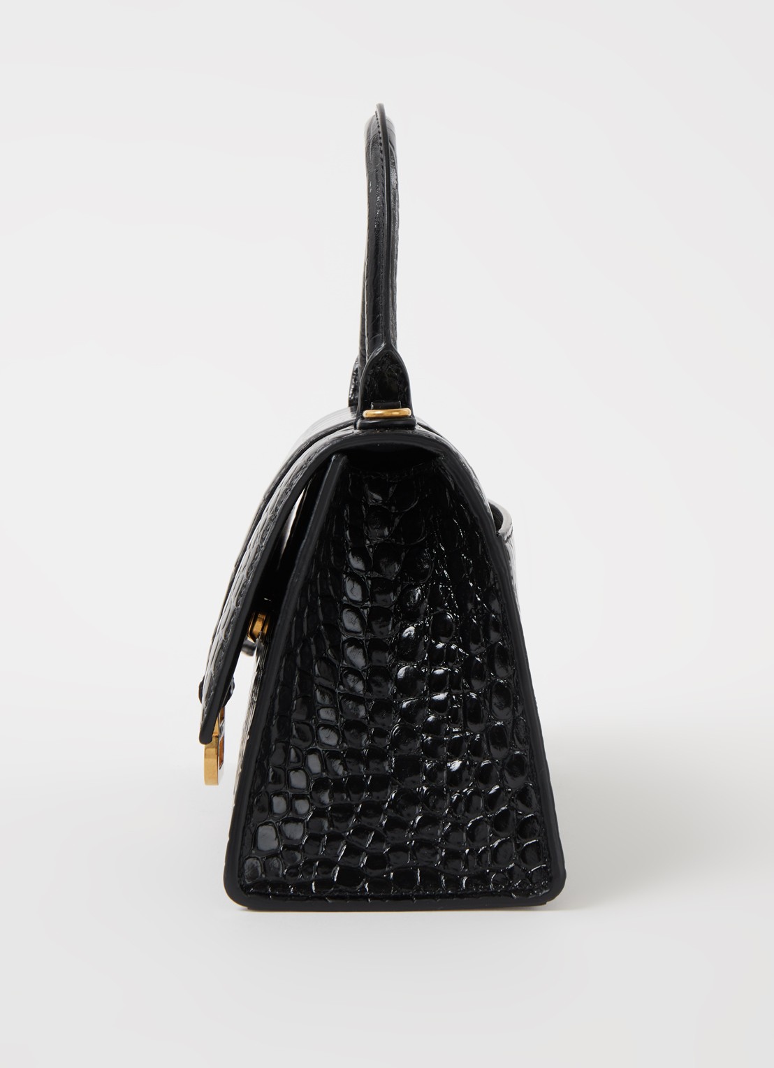 Balenciaga Hourglass S handtas van kalfsleer met crocostructuur - detail 2 zwart