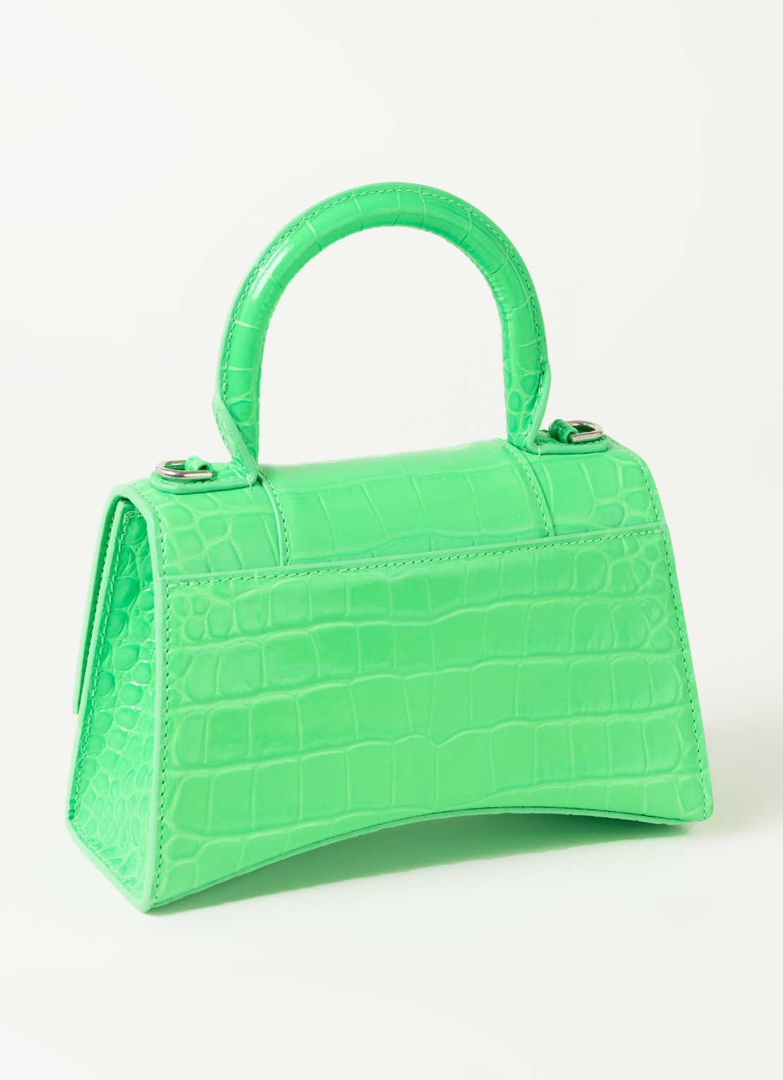 Balenciaga Hourglass XS handtas van kalfsleer met crocostructuur - achterkant 7 felgroen