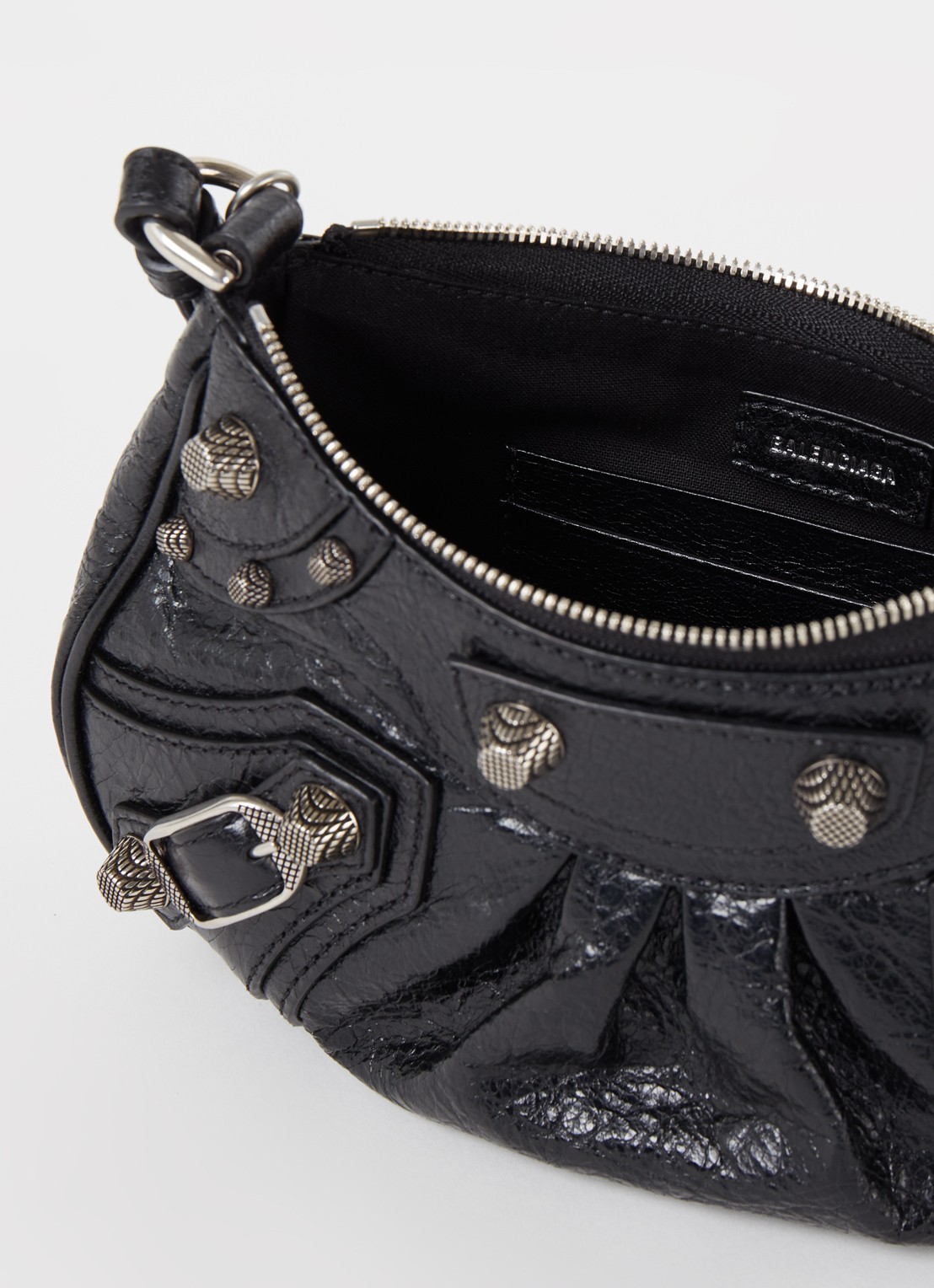 Balenciaga Le Cagole Mini schoudertas van lamsleer met studs - detail 5 zwart