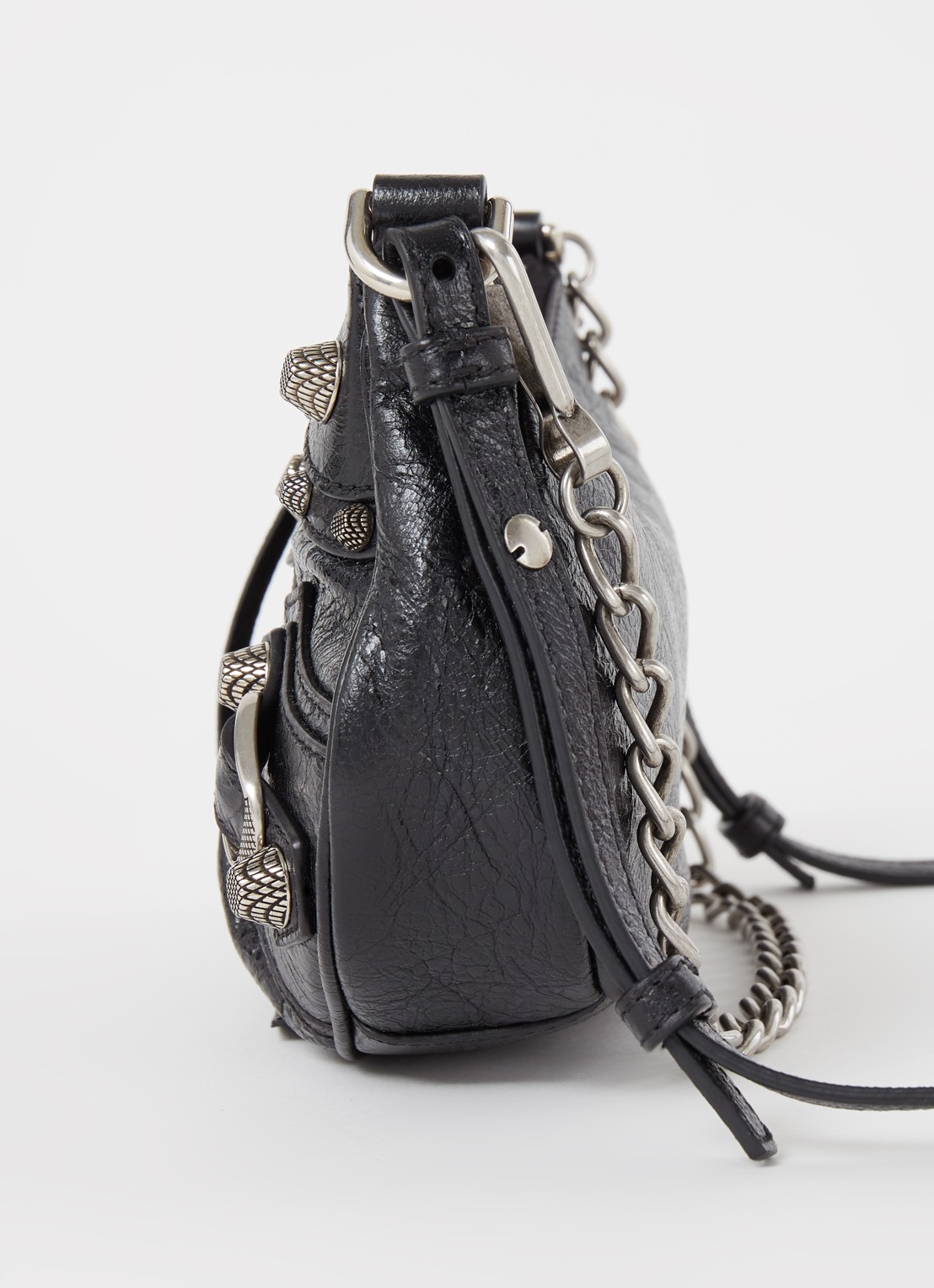 Balenciaga Le Cagole Mini schoudertas van lamsleer met studs - detail 6 zwart