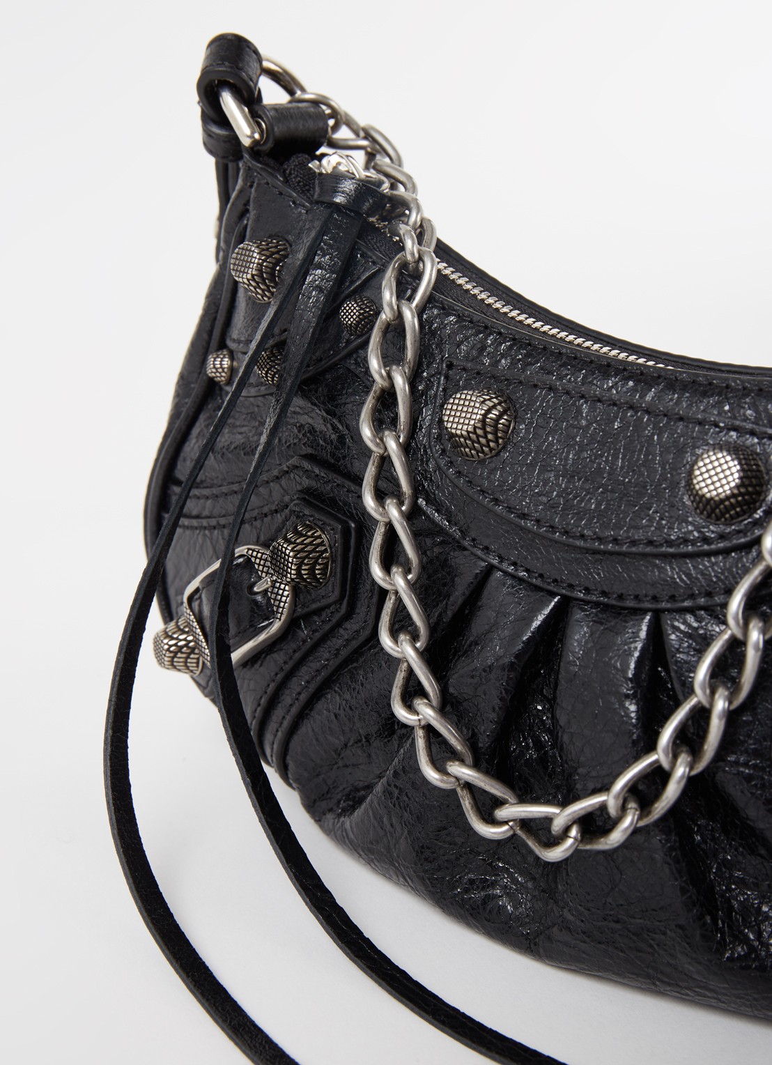 Balenciaga Le Cagole Mini schoudertas van lamsleer met studs - detail 7 zwart