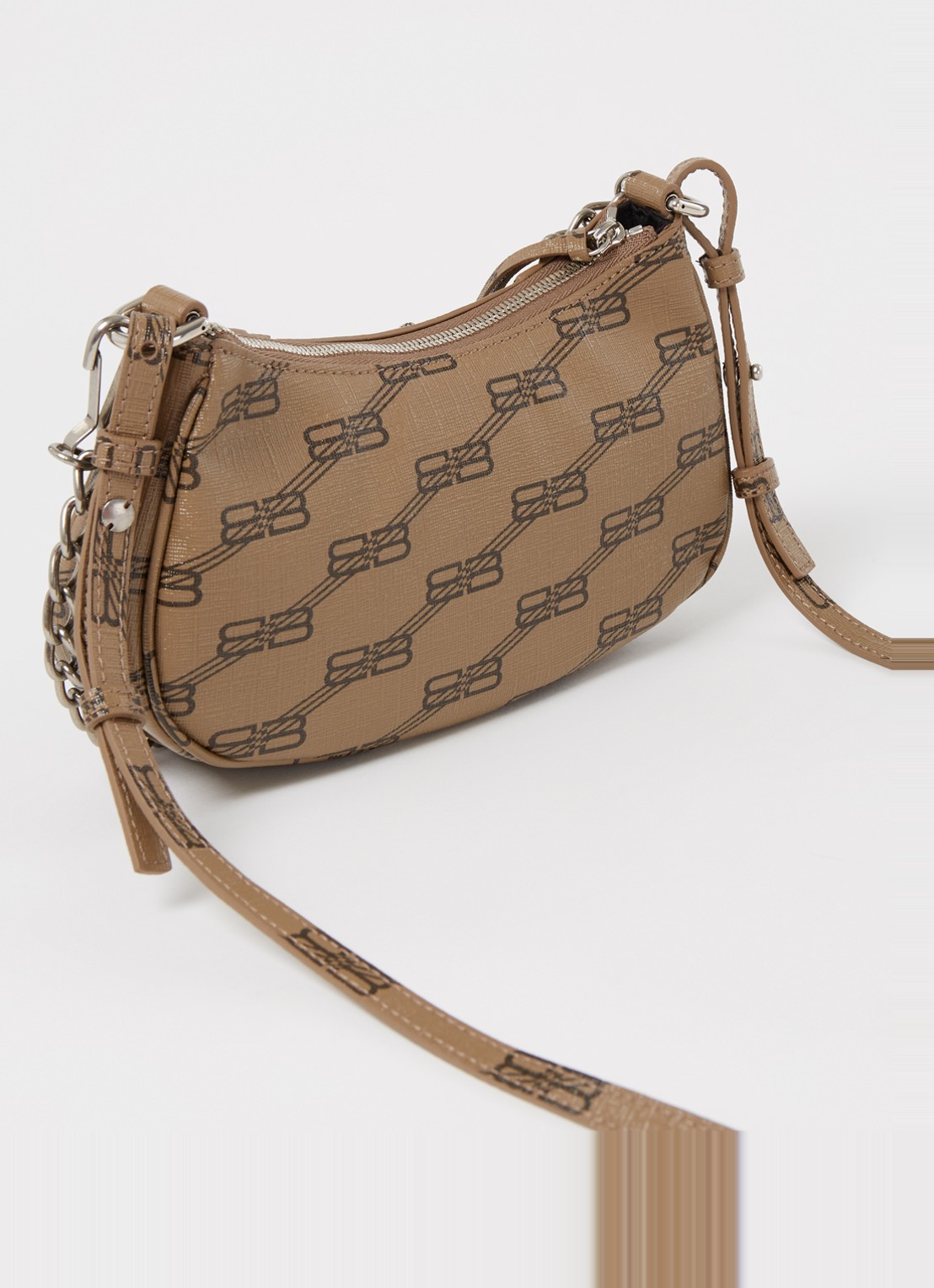 Balenciaga Le Cagole Mini schoudertas van lamsleer met studs - achterkant lichtbruin