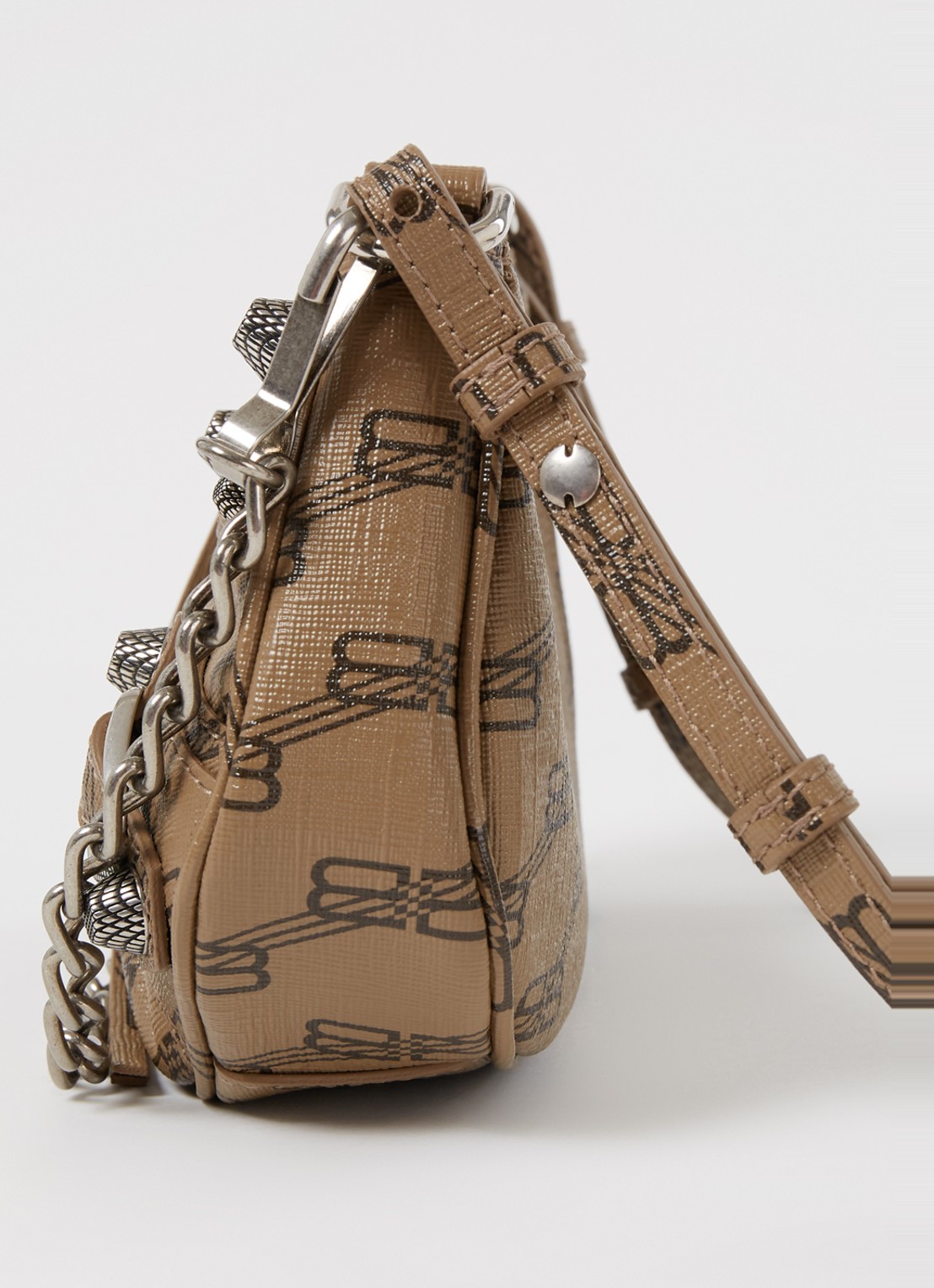 Balenciaga Le Cagole Mini schoudertas van lamsleer met studs - detail 6 lichtbruin