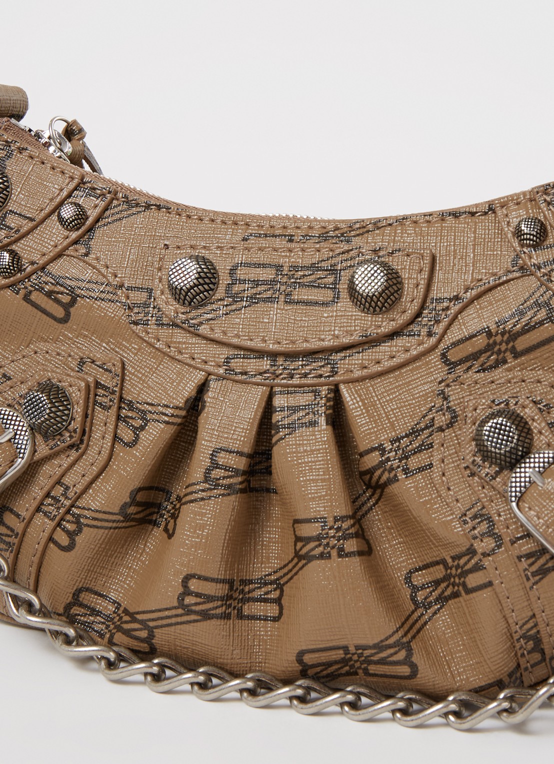 Balenciaga Le Cagole Mini schoudertas van lamsleer met studs - detail 7 lichtbruin