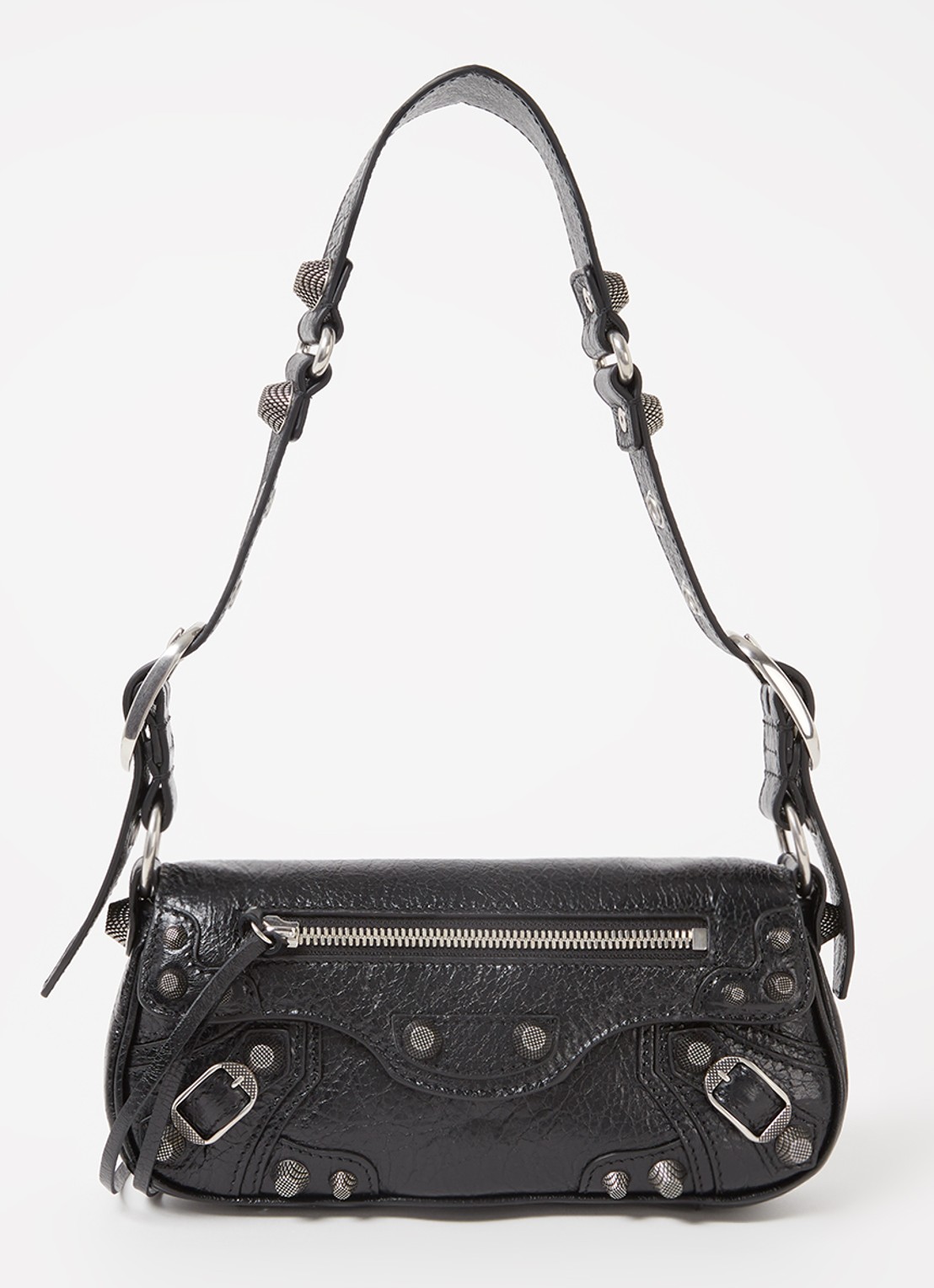 Balenciaga Le Cagole XS schoudertas van lamsleer met studs - voorkant zwart