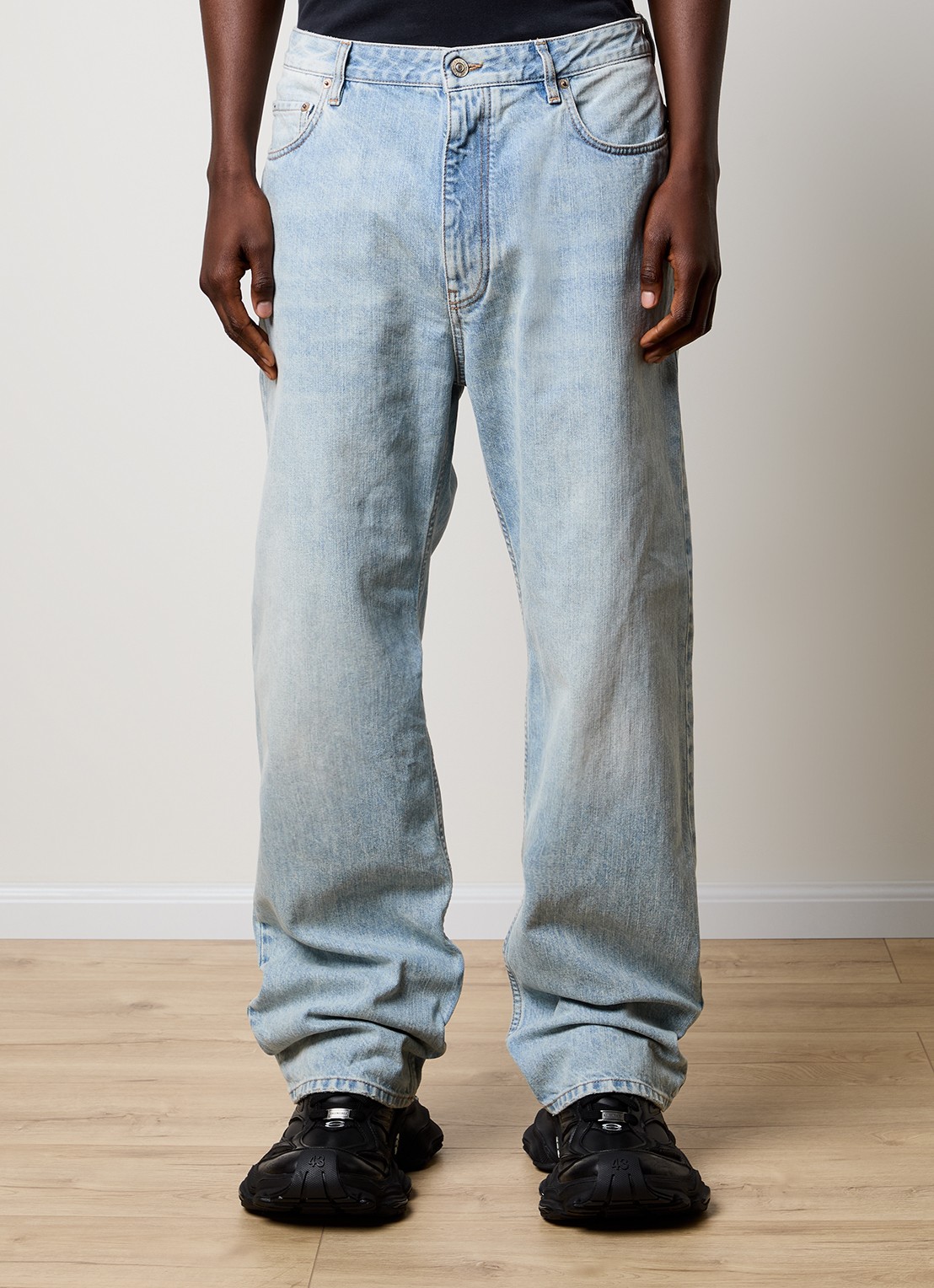 Balenciaga Loose fit jeans met steekzakken - detail indigo