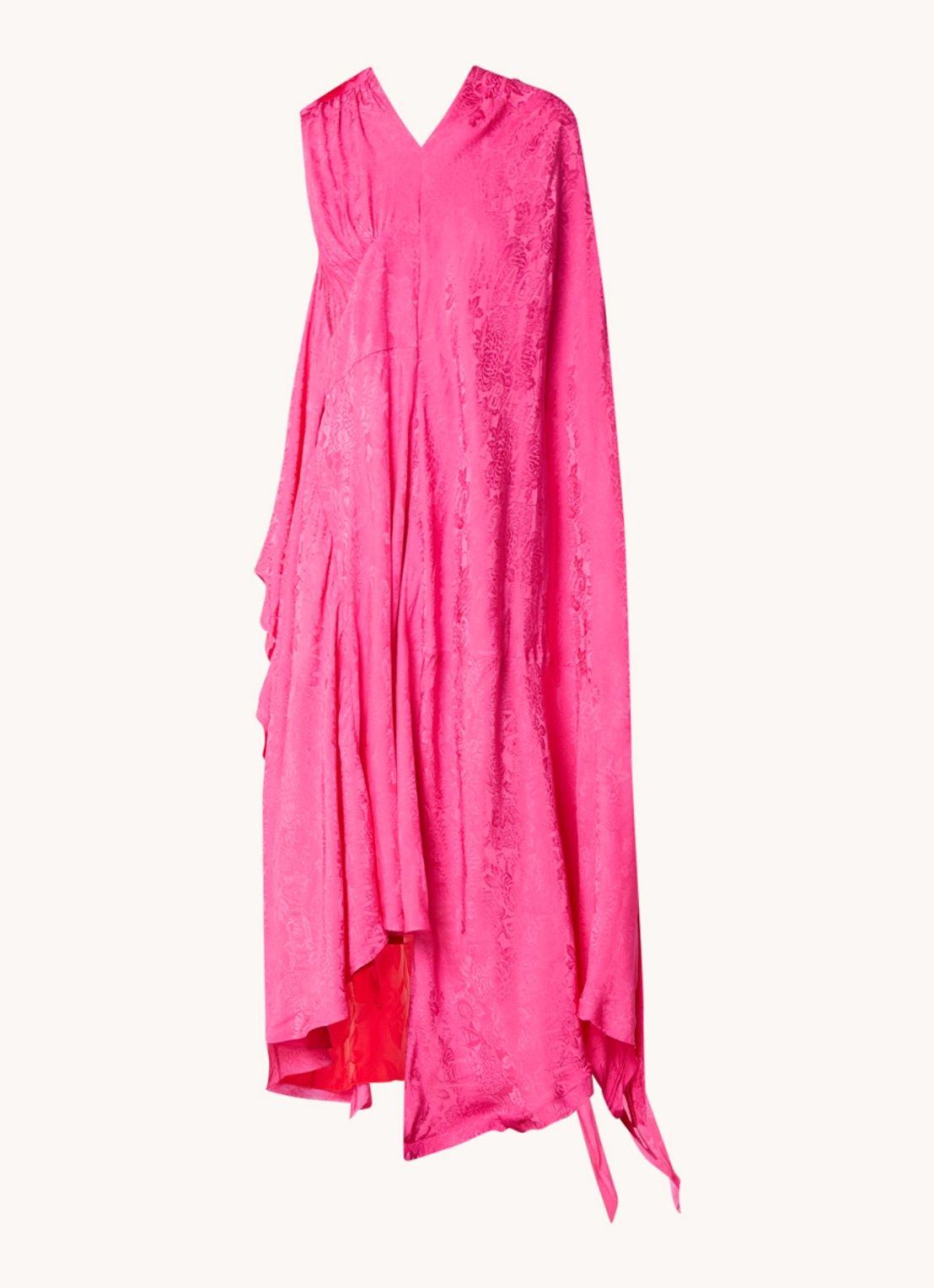 Balenciaga Maxi jurk met jacquard dessin en asymmetrische zoom - voorkant 4 donkerroze