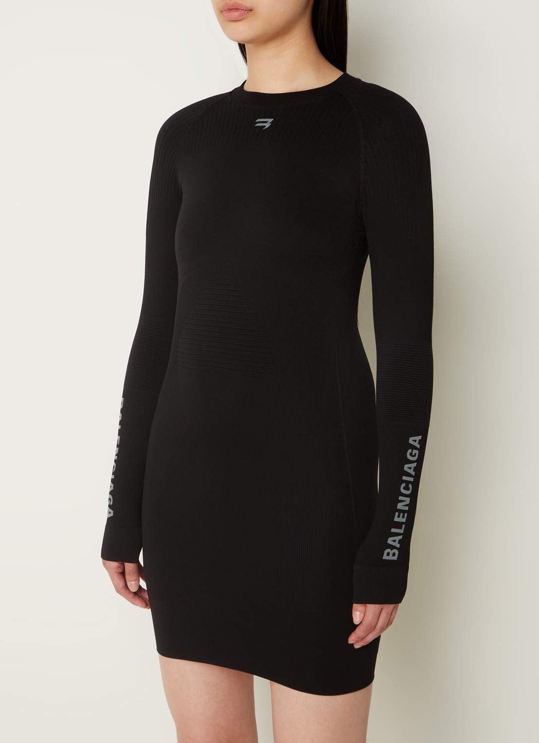 Balenciaga Mini jurk met structuur en logo - detail zwart