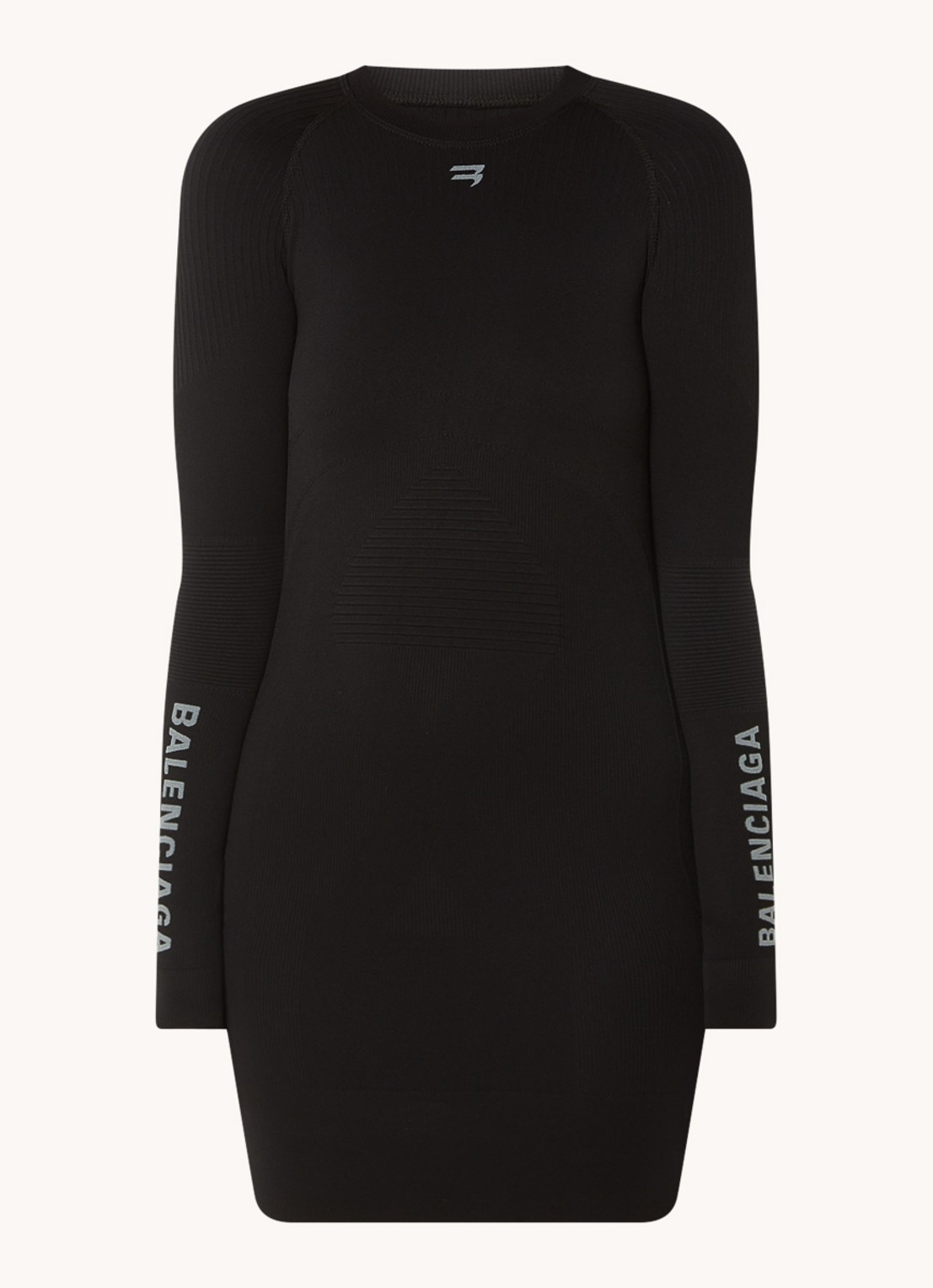 Balenciaga Mini jurk met structuur en logo - voorkant 4 zwart