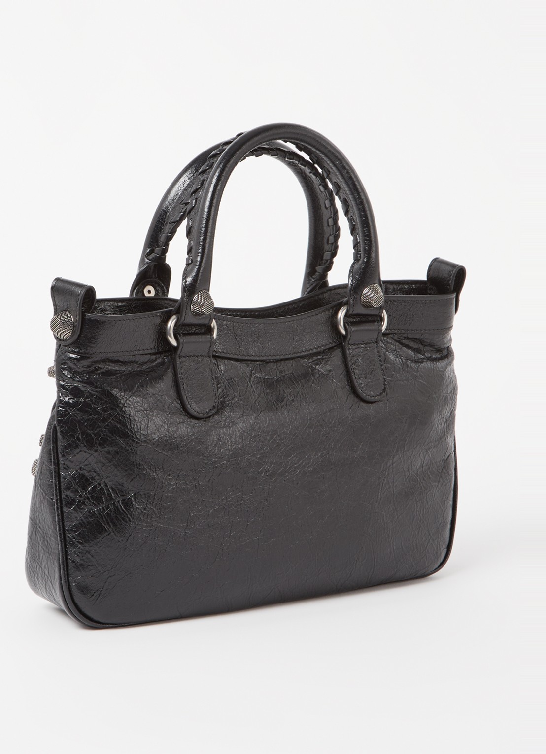Balenciaga Neo Cagole M handtas van lamsleer met studs - achterkant zwart
