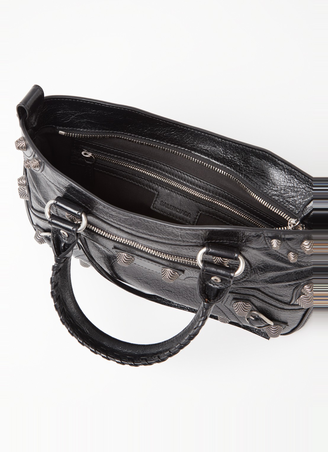 Balenciaga Neo Cagole M handtas van lamsleer met studs - detail 4 zwart