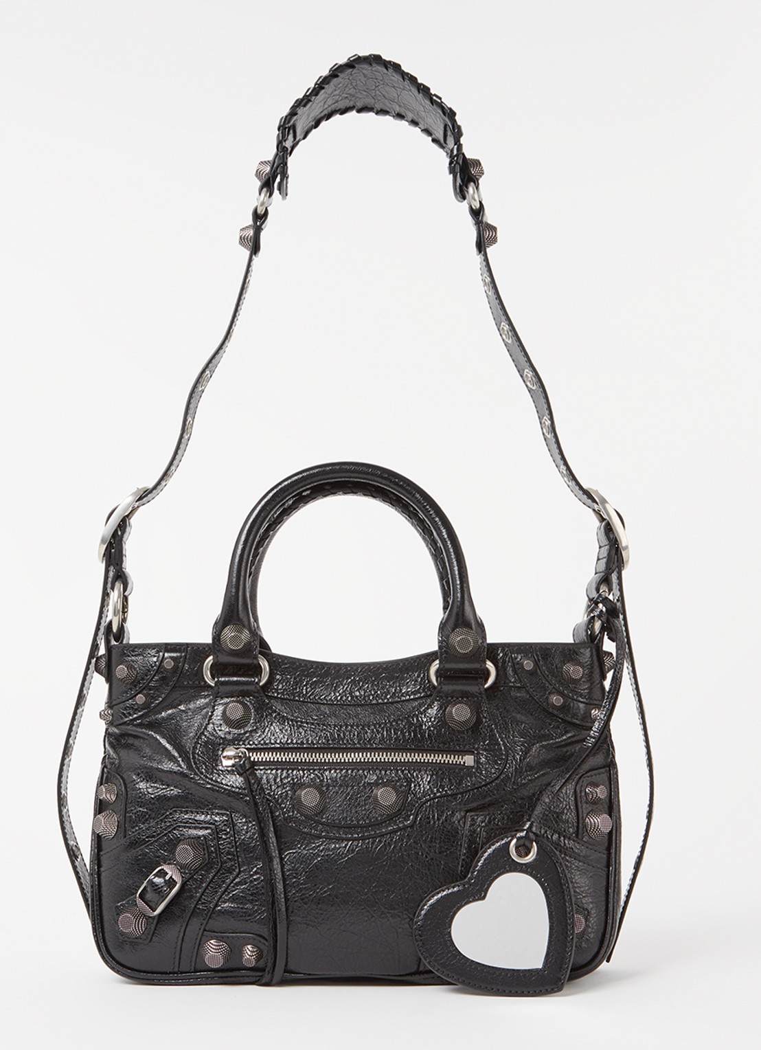 Balenciaga Neo Cagole M handtas van lamsleer met studs - voorkant 2 zwart