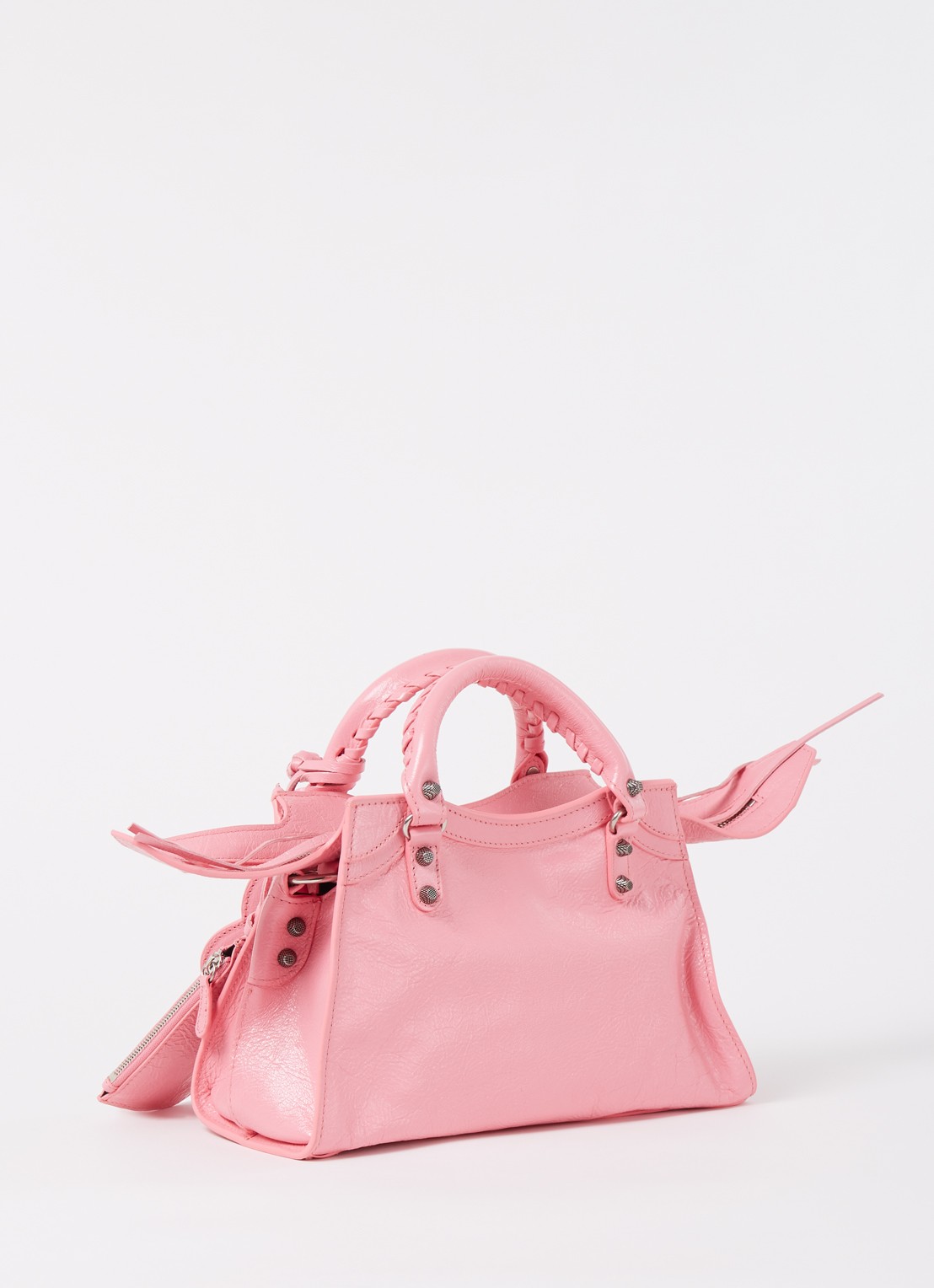 Balenciaga Neo Cagole XS handtas van lamsleer met studs - achterkant 7 roze
