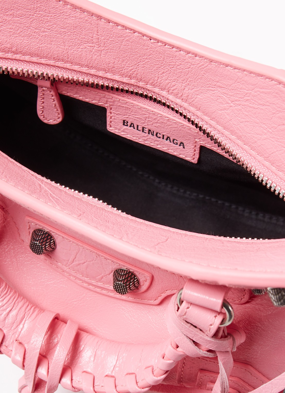 Balenciaga Neo Cagole XS handtas van lamsleer met studs - detail 4 roze