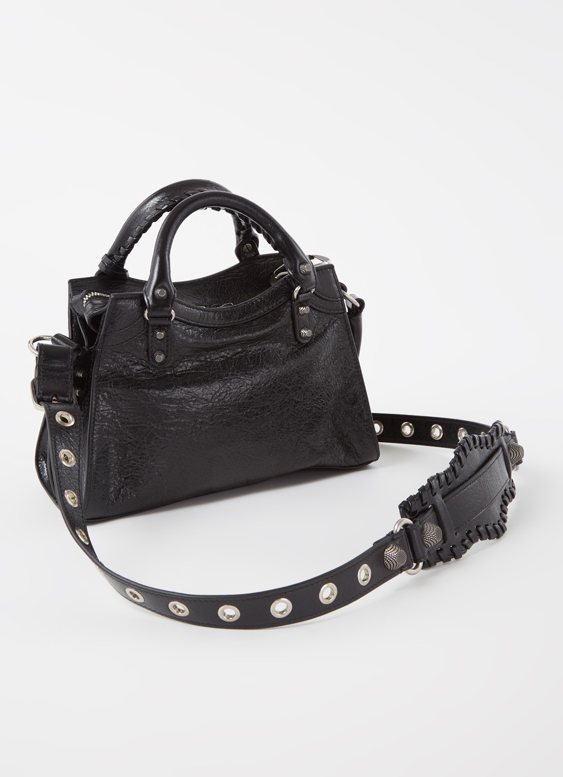 Balenciaga Neo Cagole XS handtas van lamsleer met studs - achterkant 4 zwart