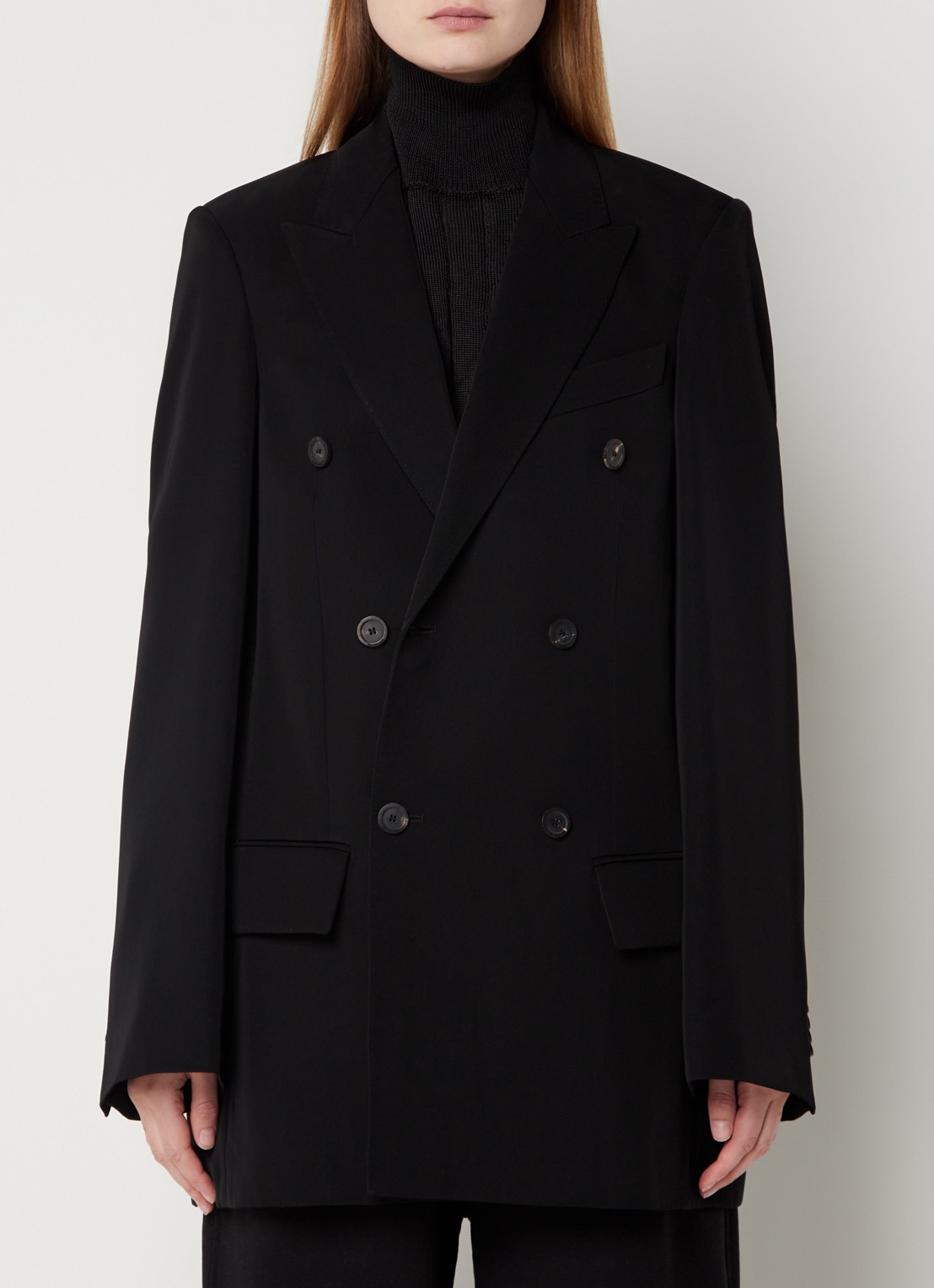 Balenciaga Oversized double-breasted mantel met klepzakken  - detail 4 zwart
