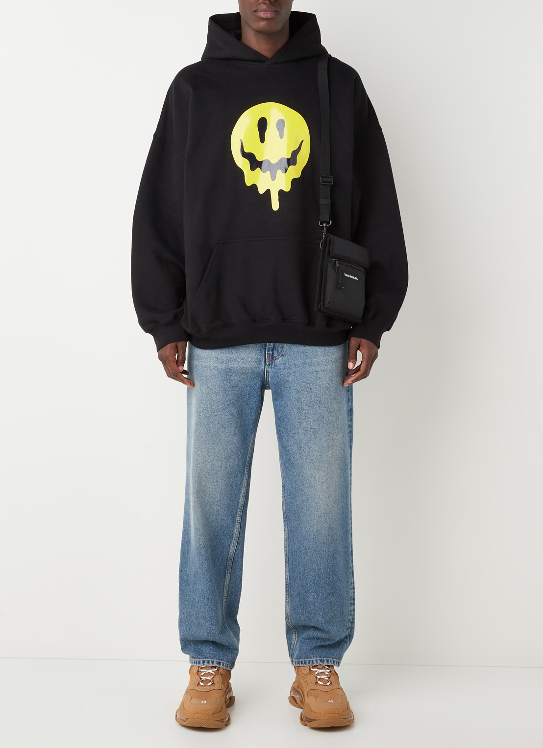 Balenciaga Oversized hoodie met front- en backprint - voorkant 4 zwart
