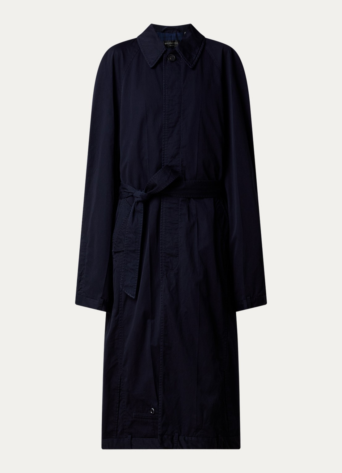Balenciaga Oversized trenchcoat met steekzakken en ceintuur - voorkant 5 donkerblauw