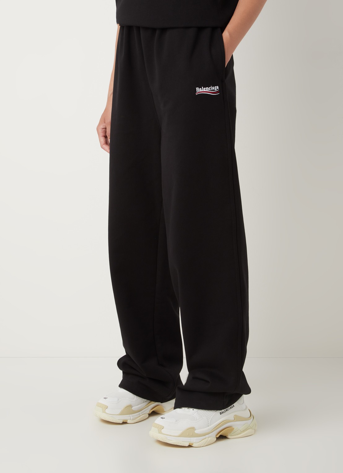 Balenciaga Political Campaign high waist wide fit joggingbroek met steekzakken - detail 3 zwart