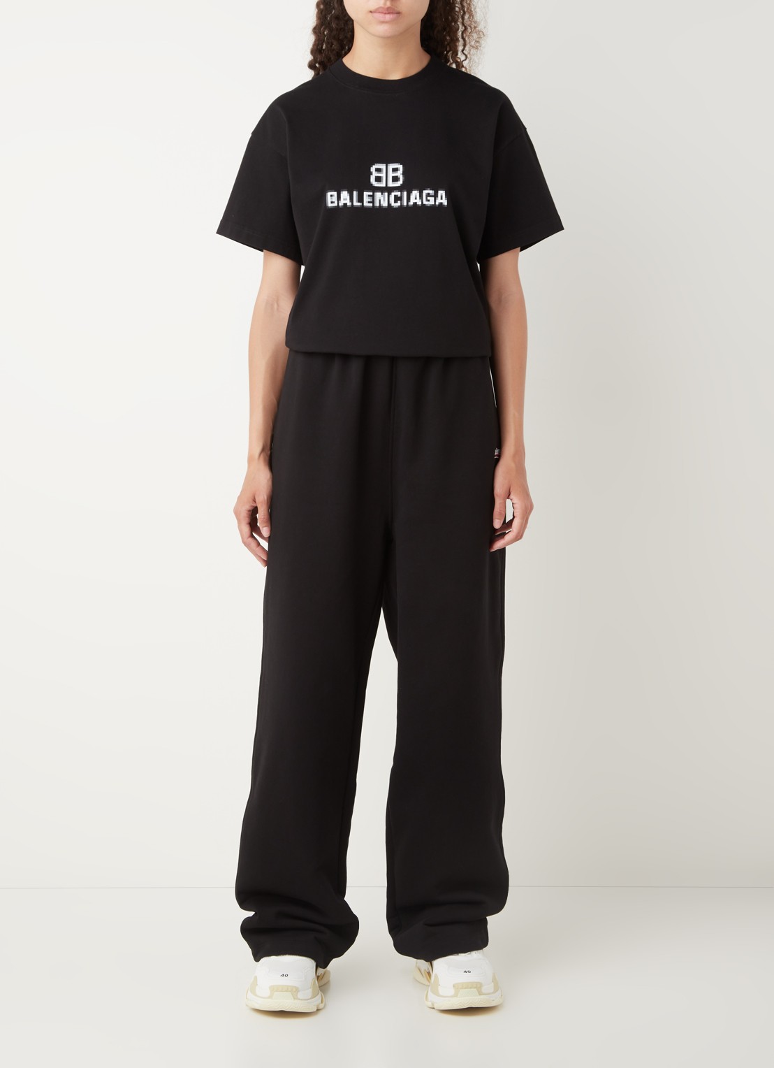 Balenciaga Political Campaign high waist wide fit joggingbroek met steekzakken - voorkant 2 zwart