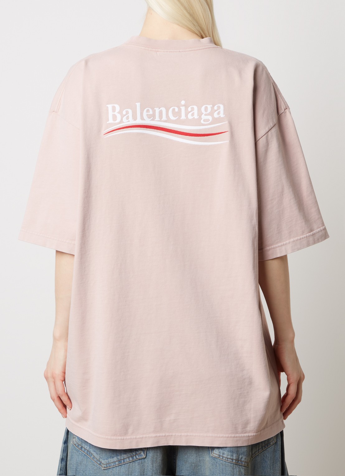 Balenciaga Political Campaign T-shirt met logo- en backprint - detail 4 roze