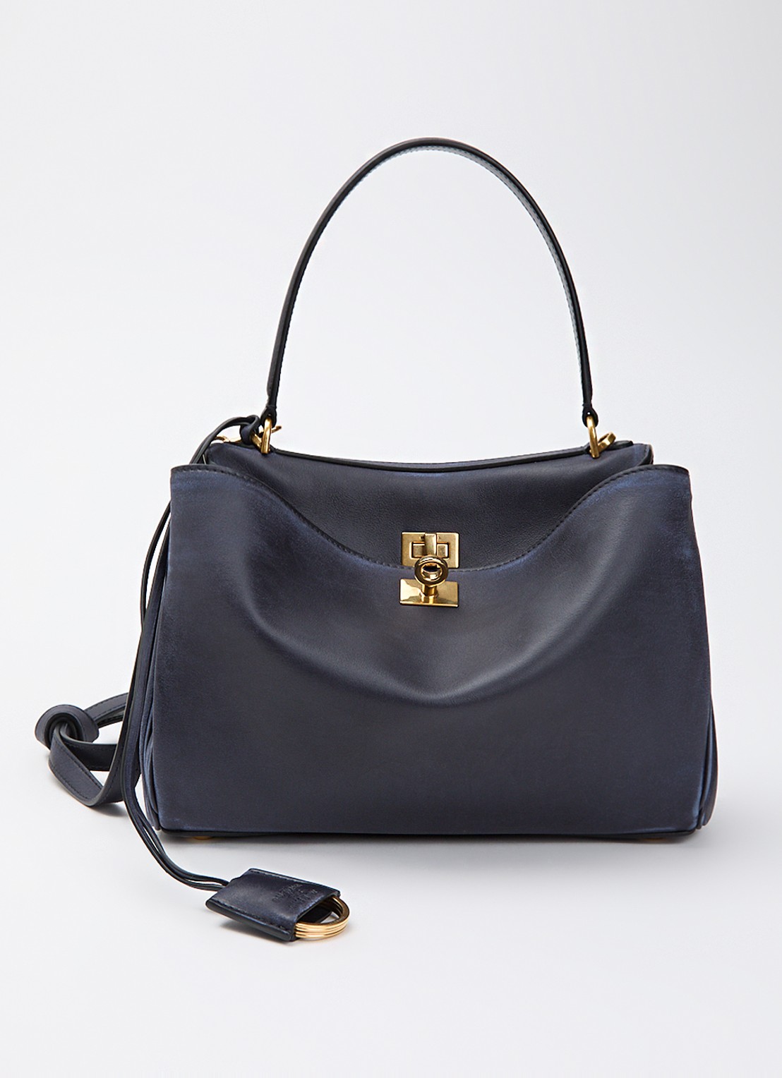 Balenciaga Rodeo Small handtas van kalfsleer met afneembare schouderriem - voorkant 5 donkerblauw