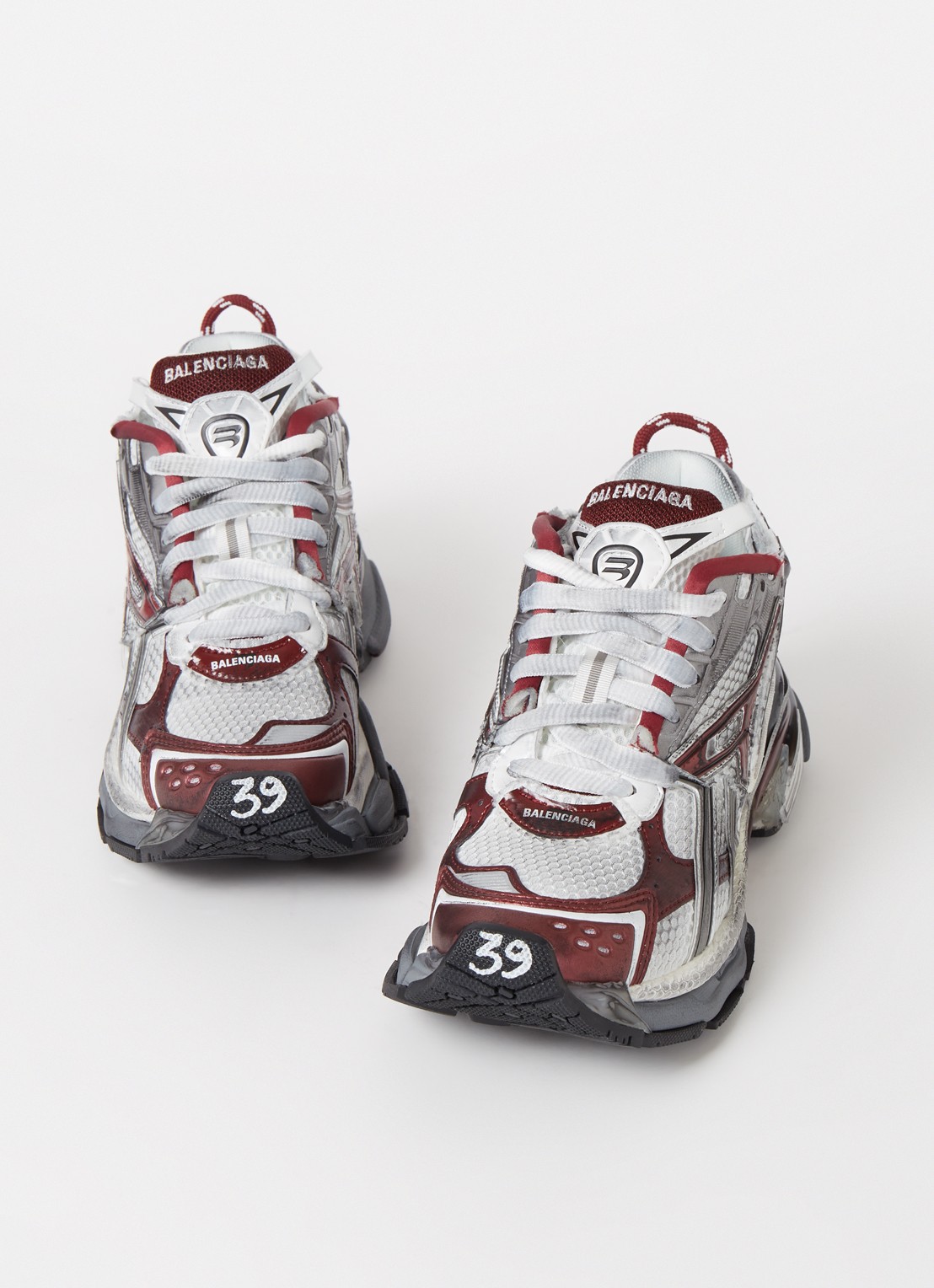 Balenciaga Runner sneaker met mesh details  - detail bordeauxrood