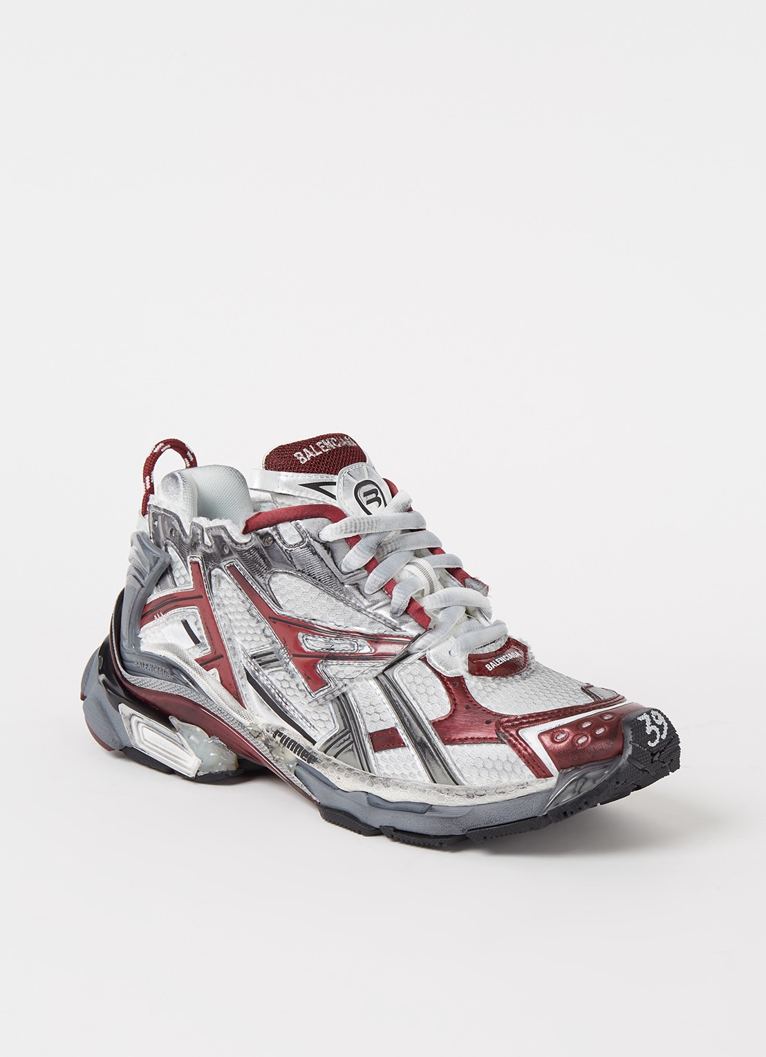 Balenciaga Runner sneaker met mesh details  - voorkant 6 bordeauxrood