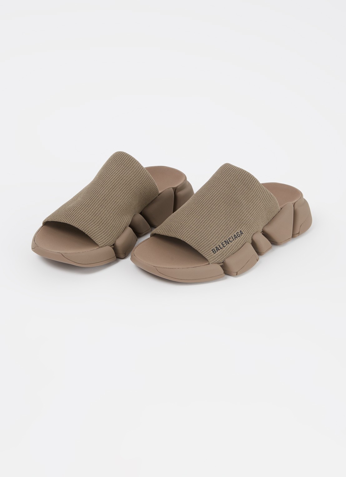 Balenciaga Speed 2.0 slipper met gebreid bovenwerk - detail 3 khaki