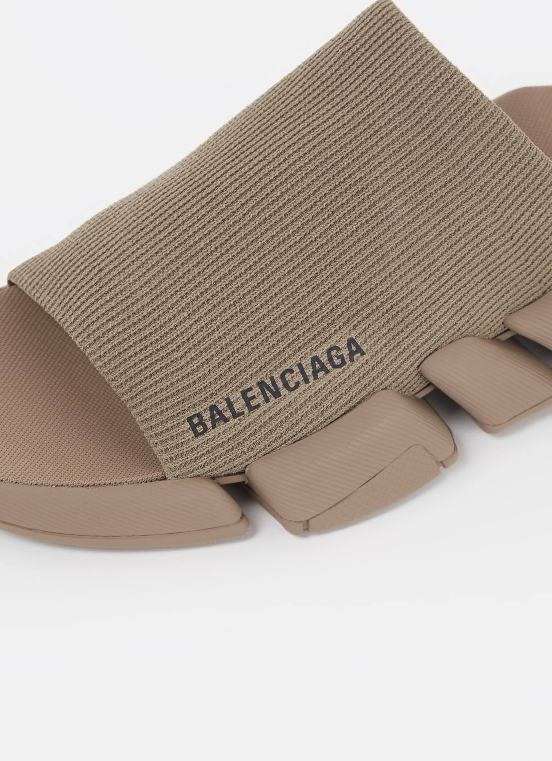 Balenciaga Speed 2.0 slipper met gebreid bovenwerk - detail 6 khaki