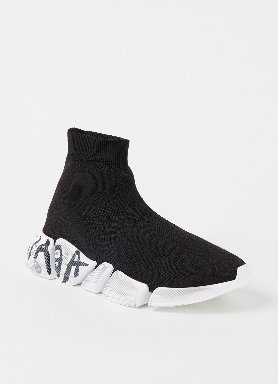 Balenciaga Speed 2.0 Trainer met gebreid bovenwerk - voorkant zwart