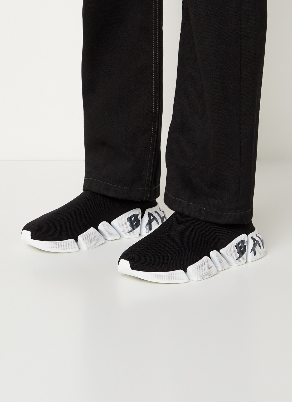 Balenciaga Speed 2.0 Trainer met gebreid bovenwerk - voorkant 3 zwart