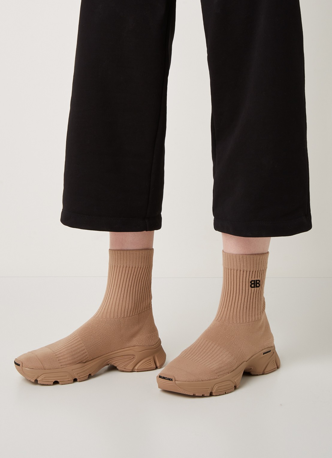 Balenciaga Speed 3.0 Trainer met gebreid bovenwerk - voorkant 2 beige