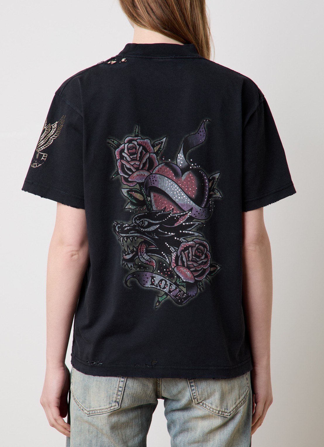 Balenciaga T-shirt met logo- en backprint - achterkant zwart