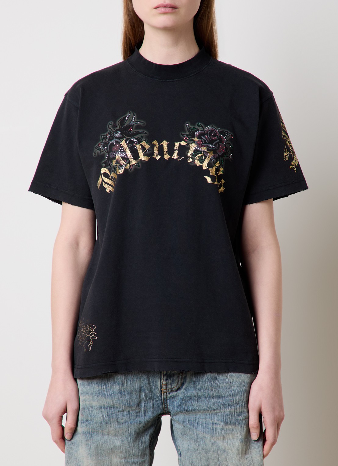Balenciaga T-shirt met logo- en backprint - detail 4 zwart
