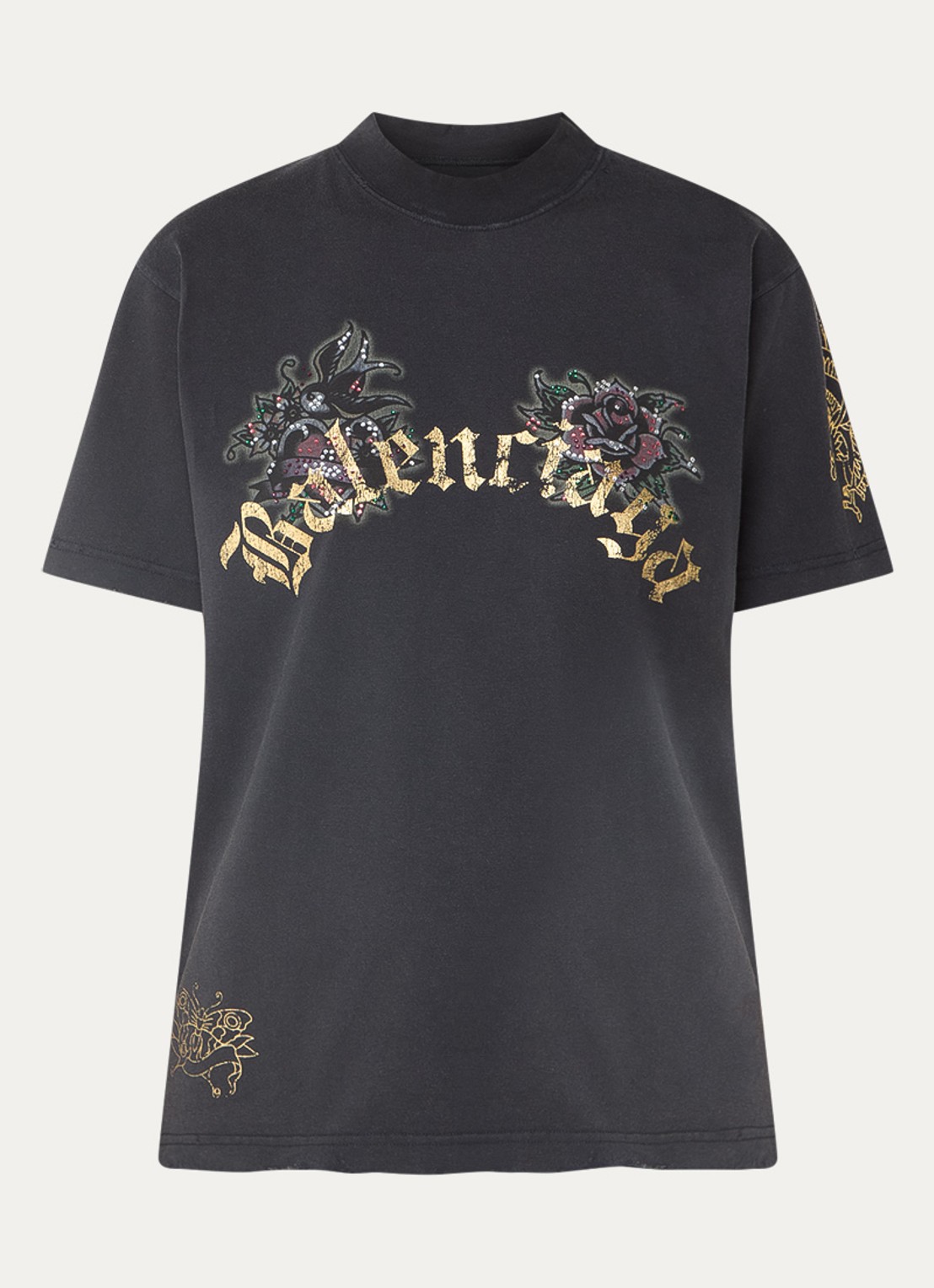 Balenciaga T-shirt met logo- en backprint - voorkant 2 zwart