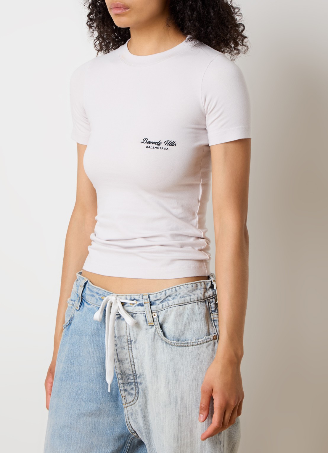 Balenciaga T-shirt met logoprint - detail lichtgrijs