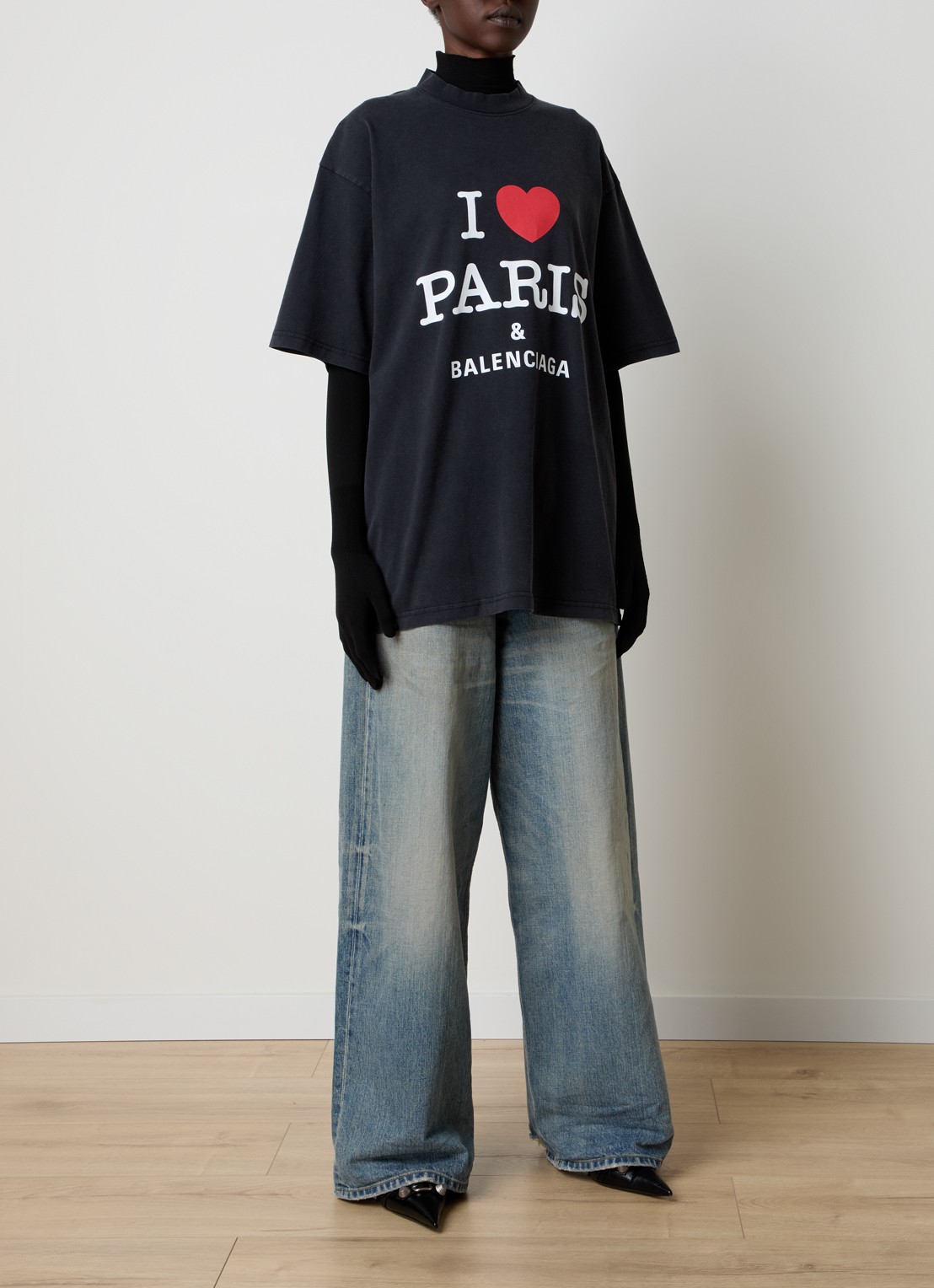 Balenciaga T-shirt met logoprint - voorkant 2 zwart